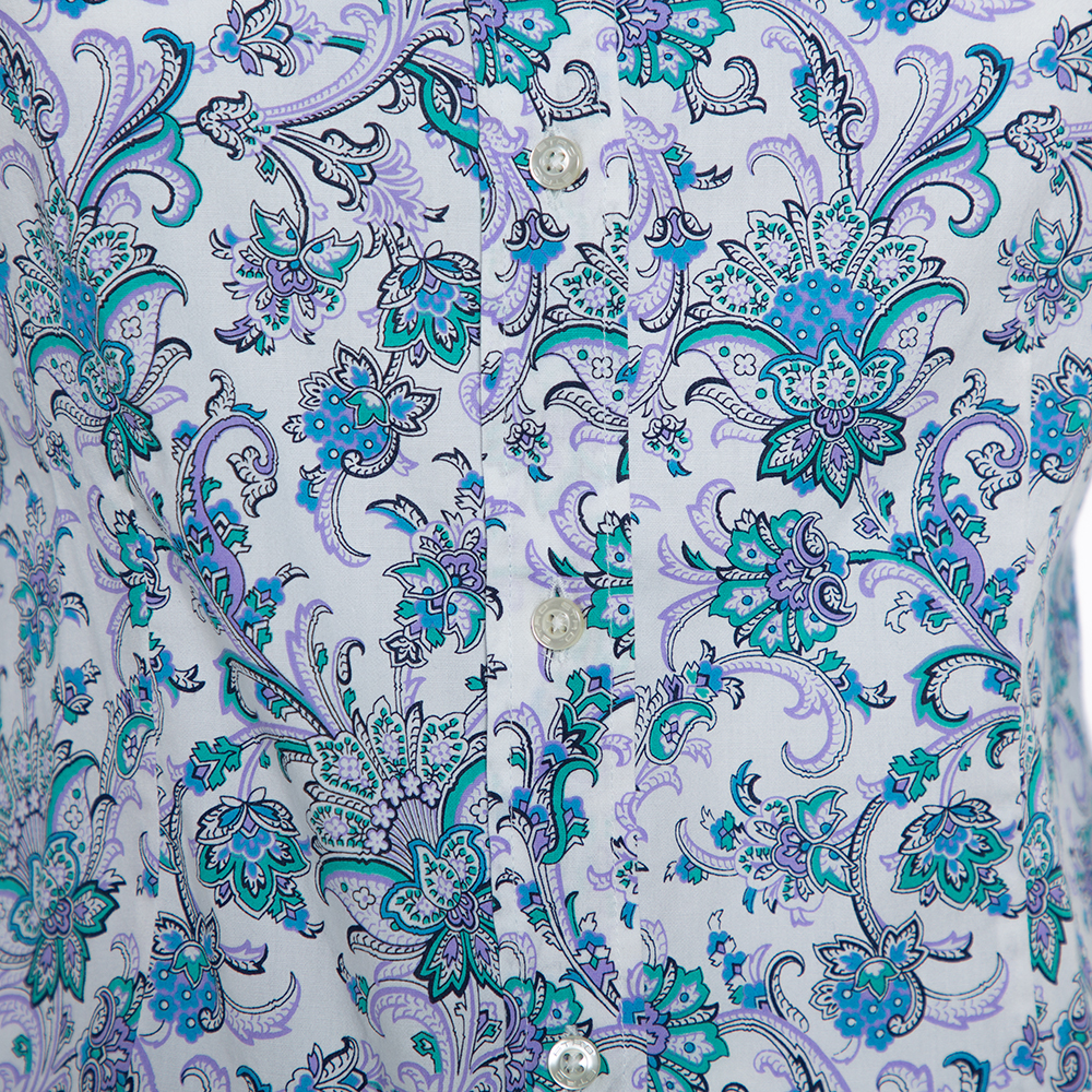 Etro Multicolor Floral Printed Cotton Button Front Shirt S