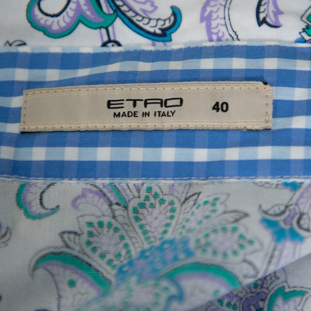 Etro Multicolor Floral Printed Cotton Button Front Shirt S