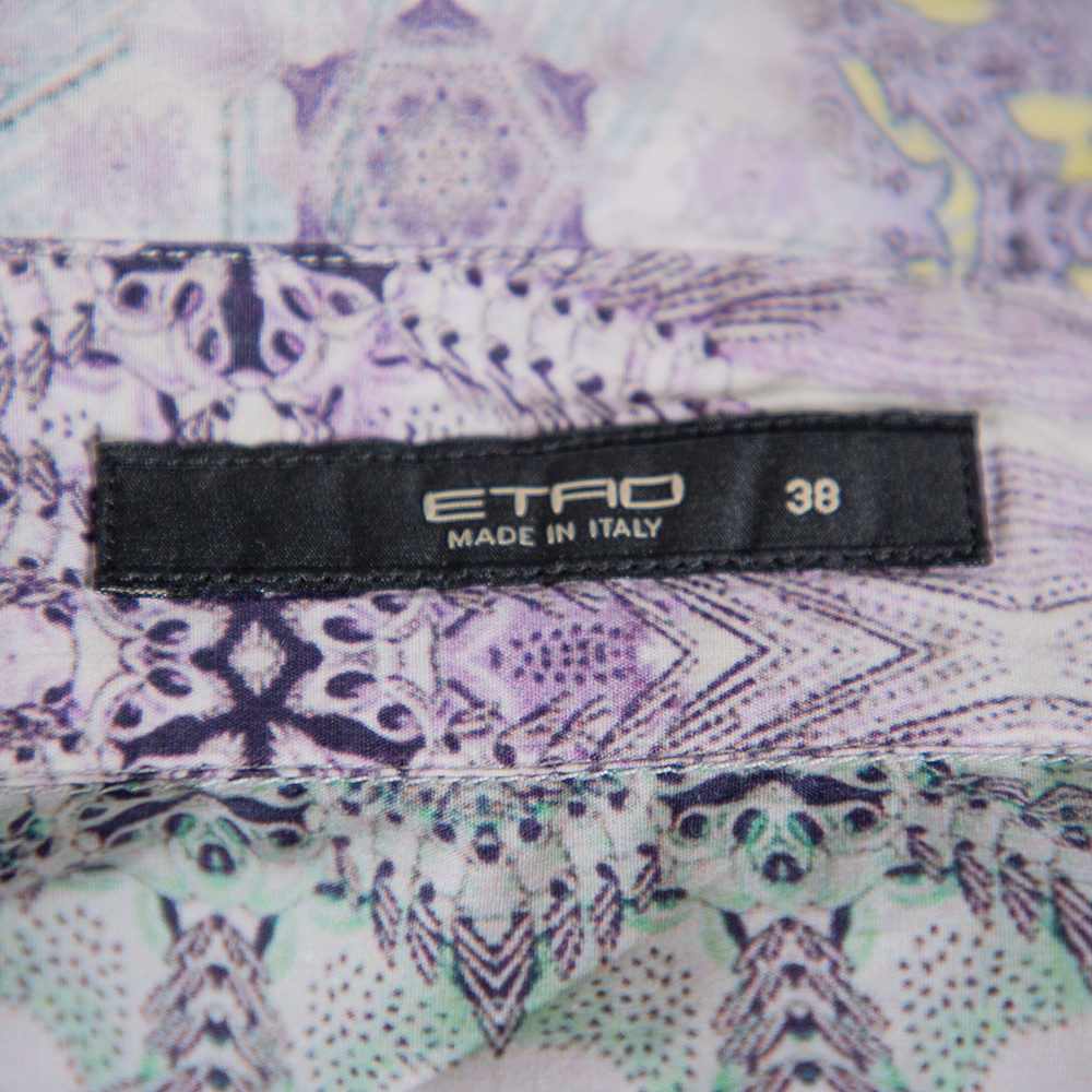 Etro Purple Printed Cotton Button Front Fitted Shirt S
