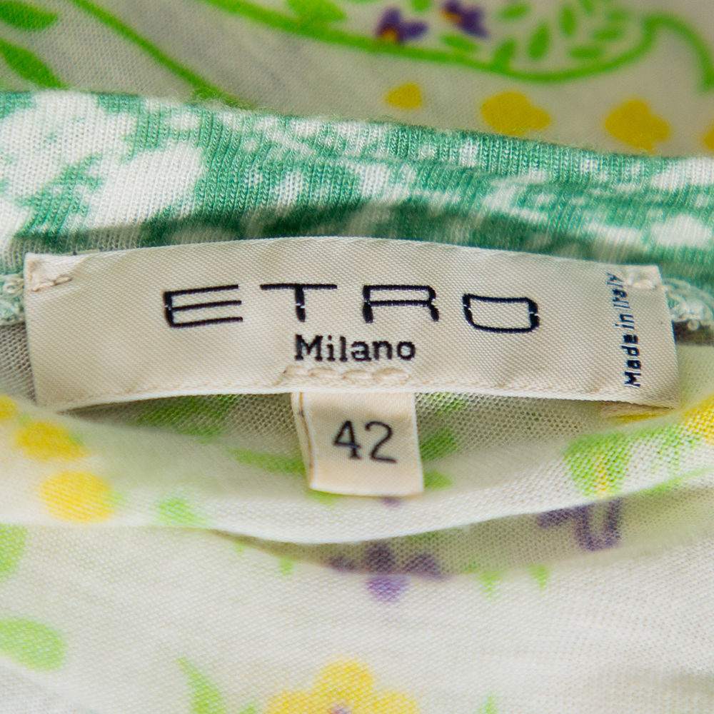 Etro Multicolor Floral Printed Cotton Long Sleeve T-Shirt M