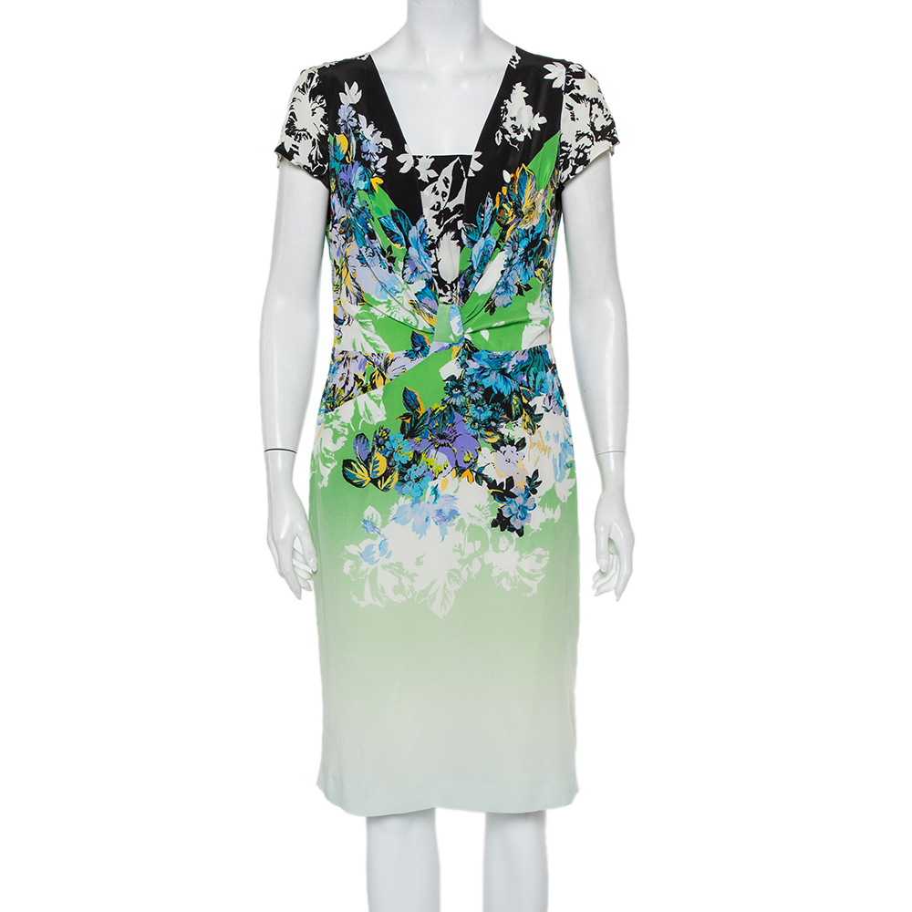 

Etro Multicolor Printed Silk Draped Detail Midi Dress