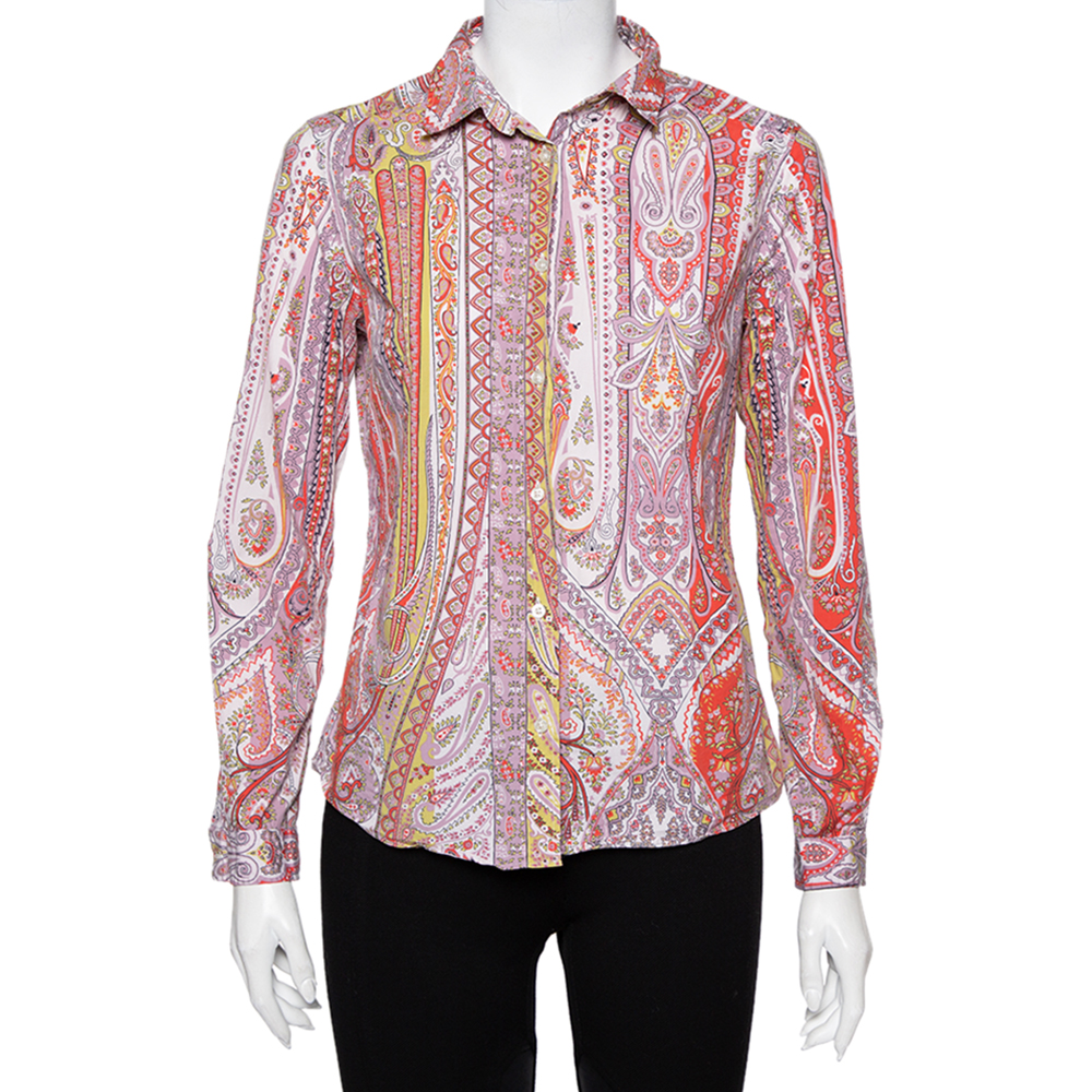 Etro Multicolor Printed Cotton Button Front Shirt M