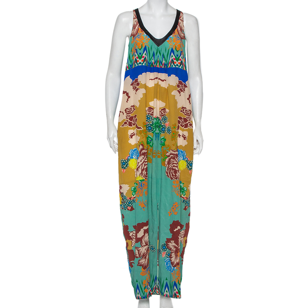 Etro Multicolor Printed Silk Sleeveless Maxi Dress M