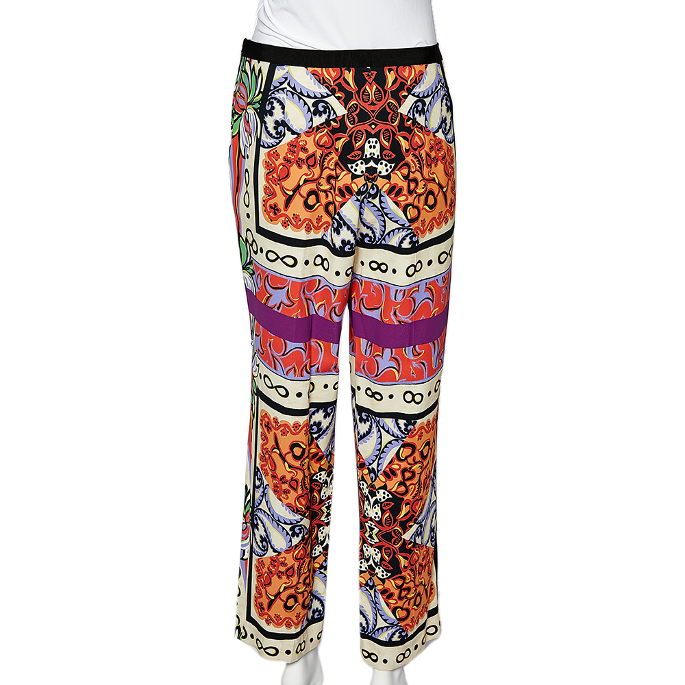 Etro Multicolor Paisley Print Crepe Straight Fit Trousers XL