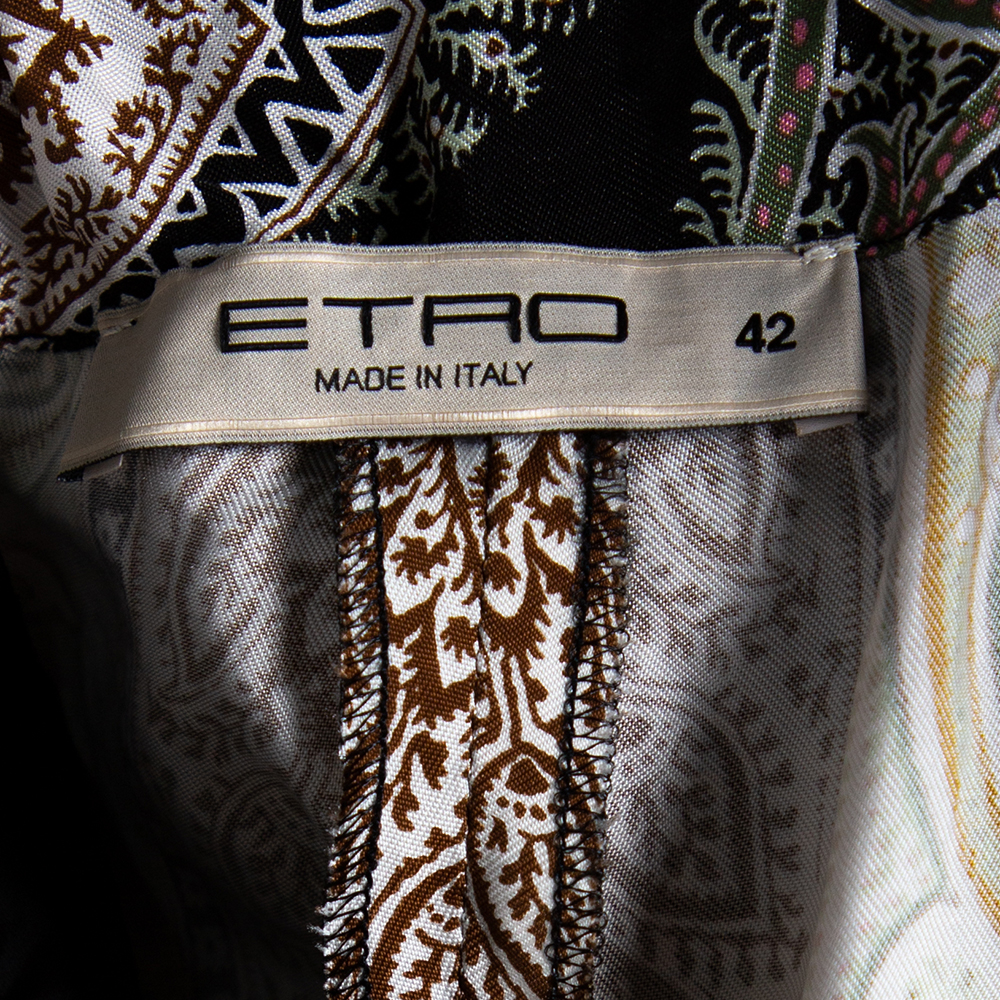 Etro Multicolor Paisley Printed Sateen Pants M
