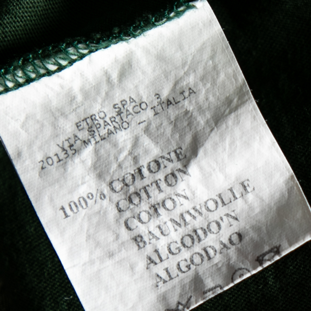 Etro Green Paisley Printed Cotton Short Sleeve T-Shirt S