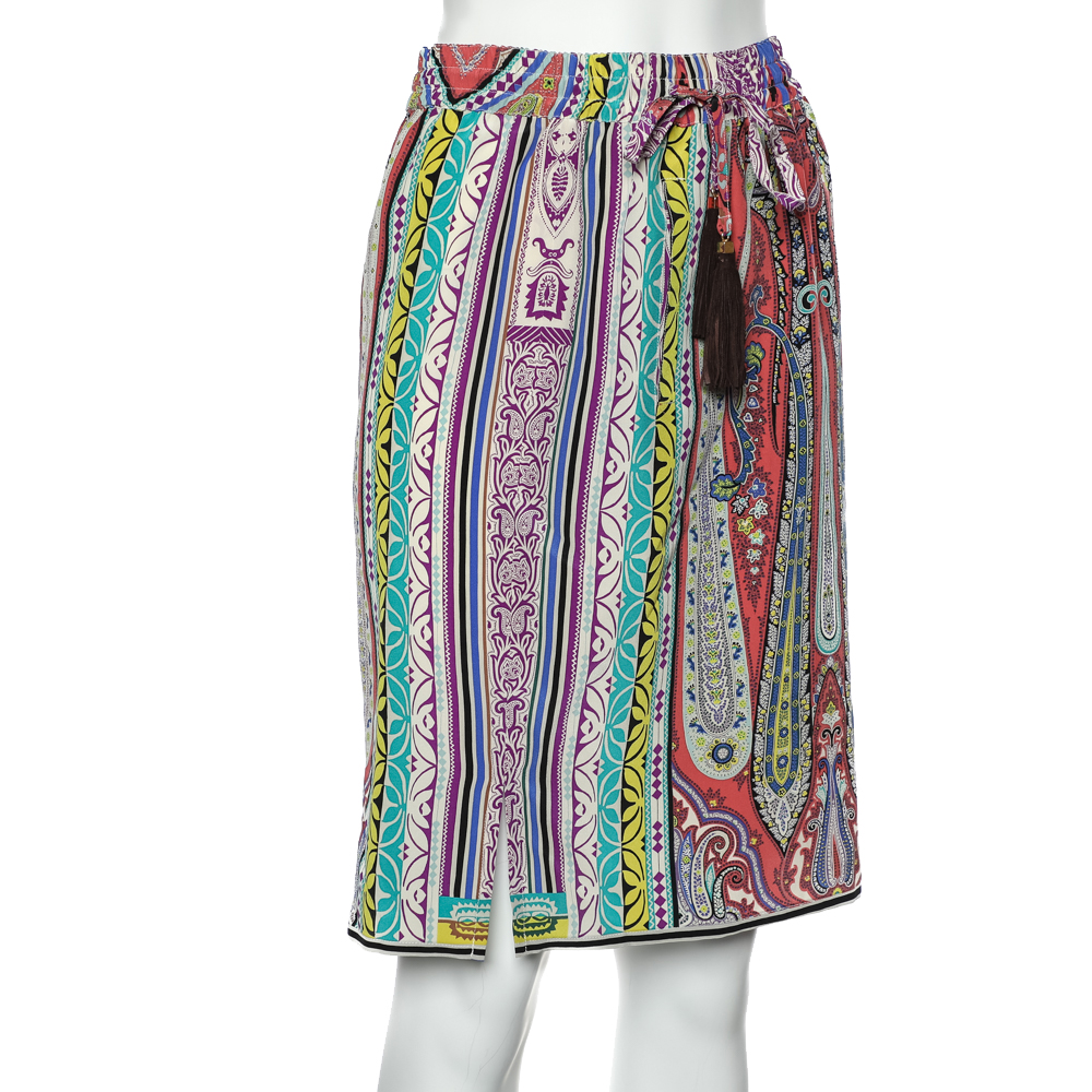 Etro Multicolor Paisley Printed Silk Mini Skirt M