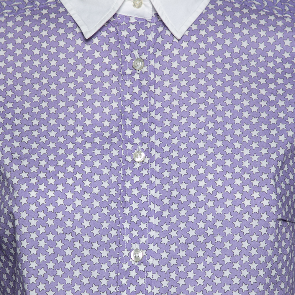 Etro Purple Multi Motif Print Cotton Button Front Shirt S