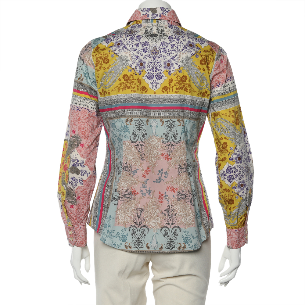 Etro Multicolor Floral Printed Cotton Button Front Shirt M
