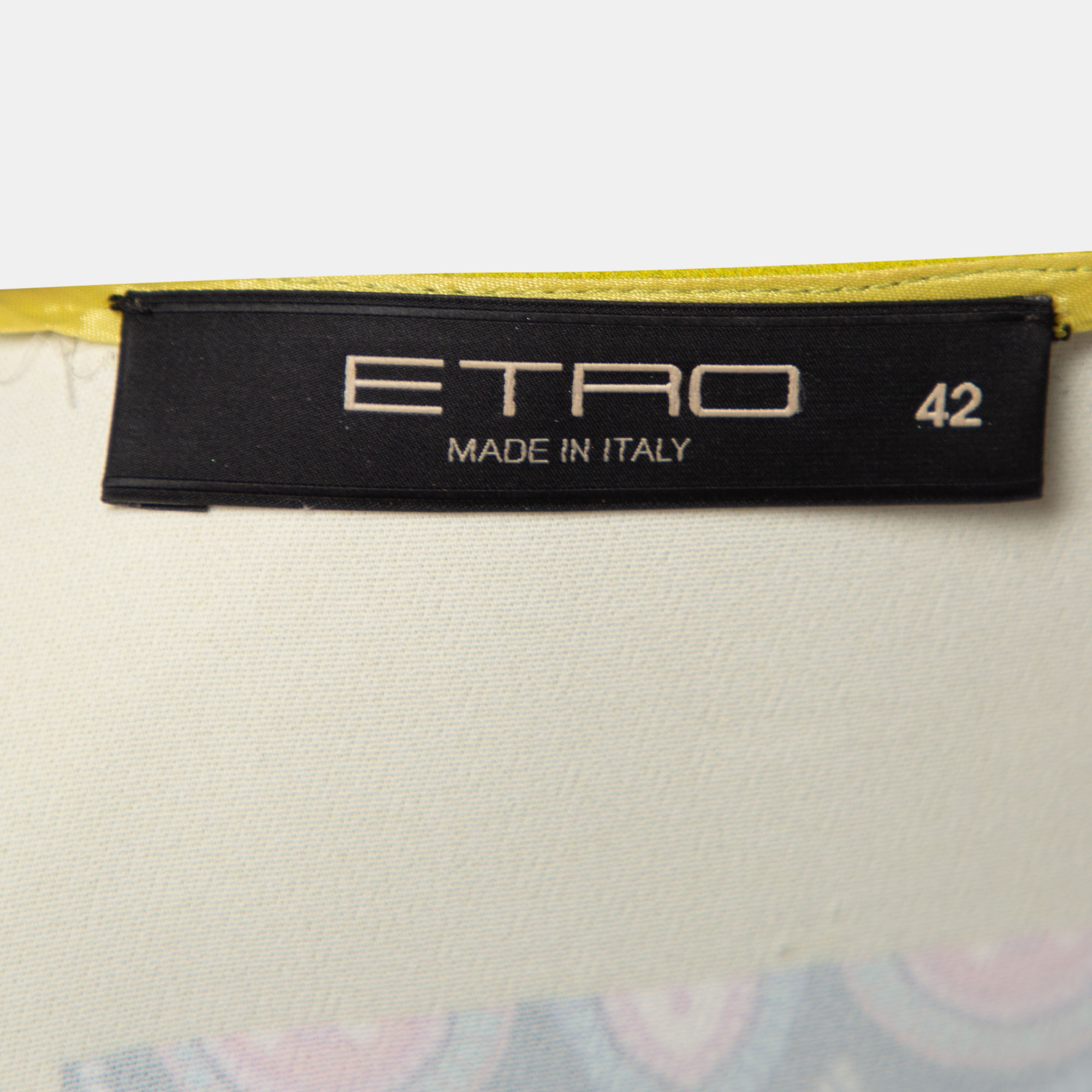 Etro Multicolored Printed Crepe V-Neck Shift Dress M