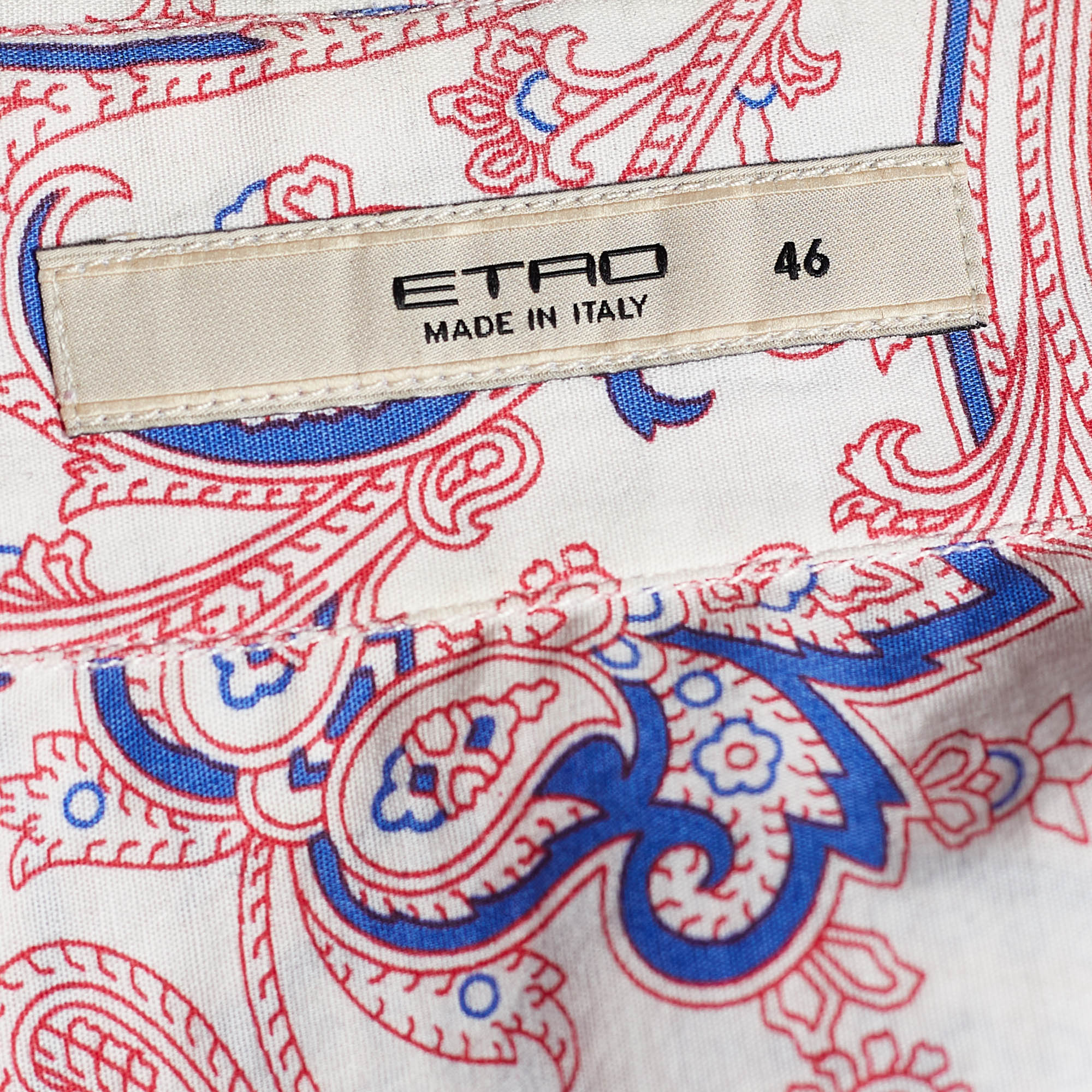 Etro White Printed Cotton Long Sleeve Shirt L