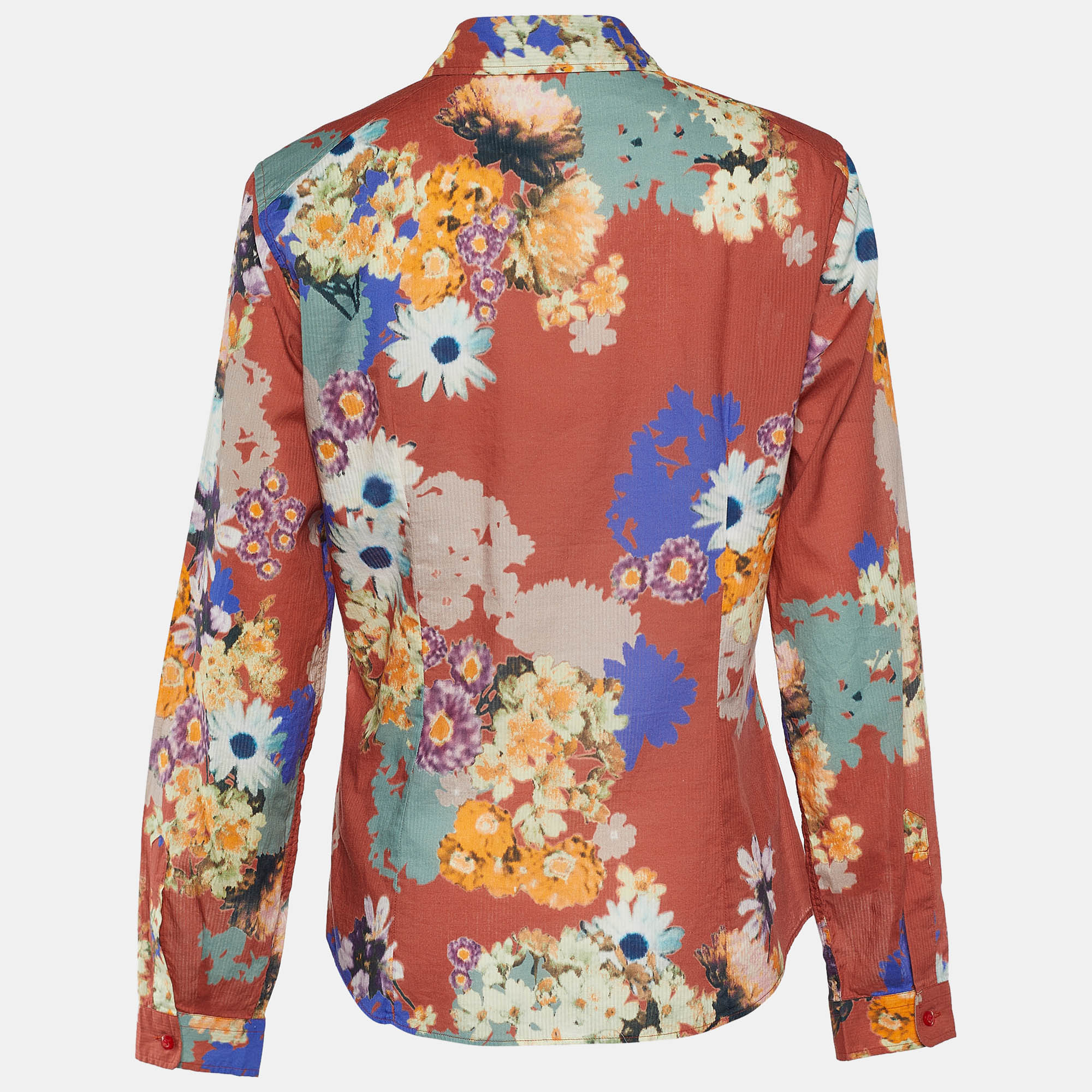 Etro Multicolor Floral Printed Cotton Long Sleeve Button Front Shirt L