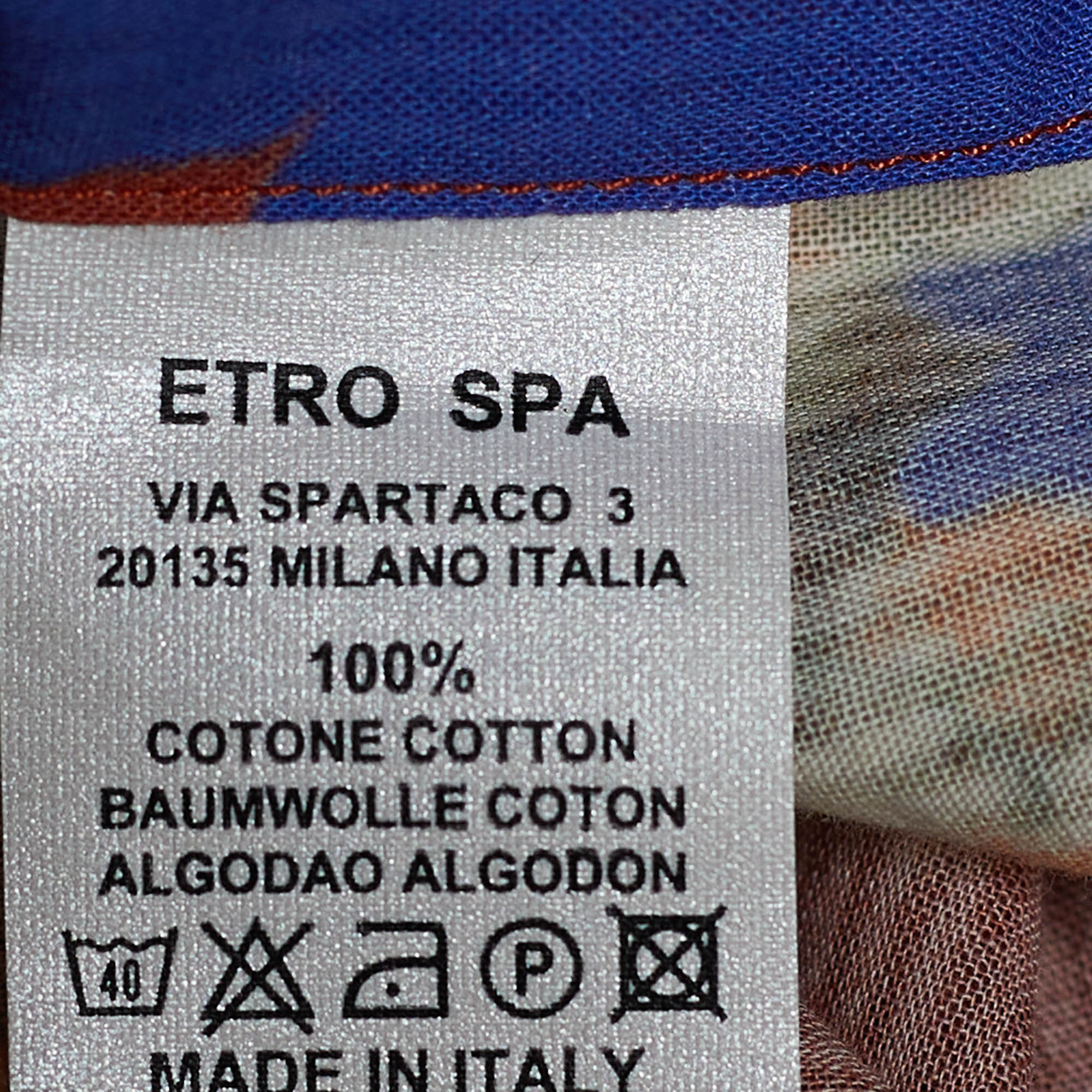 Etro Multicolor Floral Printed Cotton Long Sleeve Button Front Shirt L