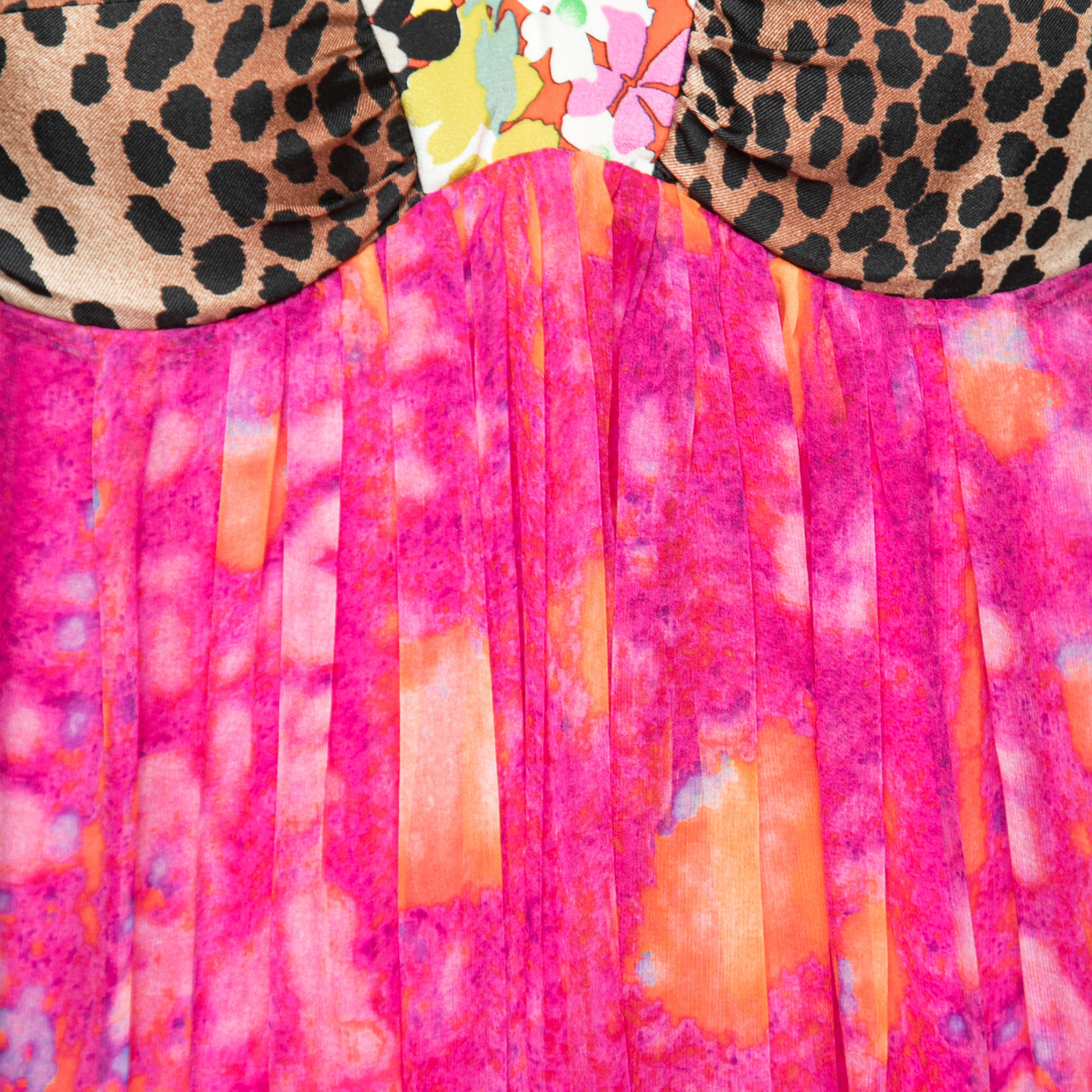 Etro Multicolor Printed Chiffon Sleeveless Draped Maxi Dress M
