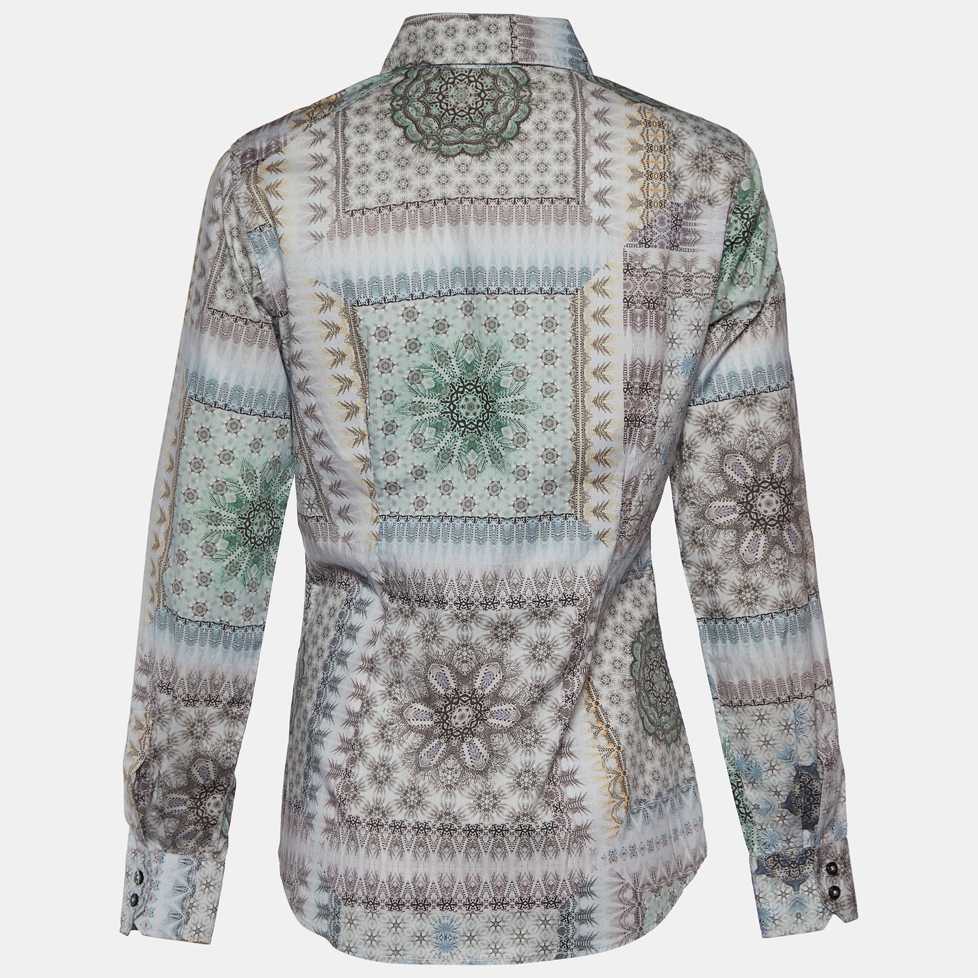 Etro Grey Kaleidoscope Print Stretch Cotton Button Front Shirt M