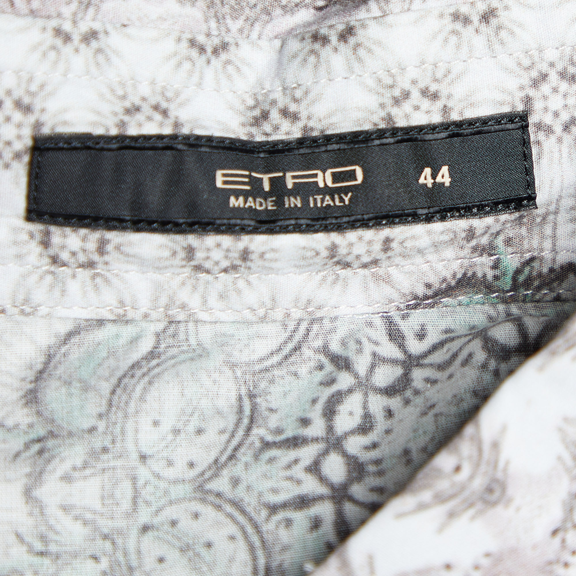 Etro Grey Kaleidoscope Print Stretch Cotton Button Front Shirt M