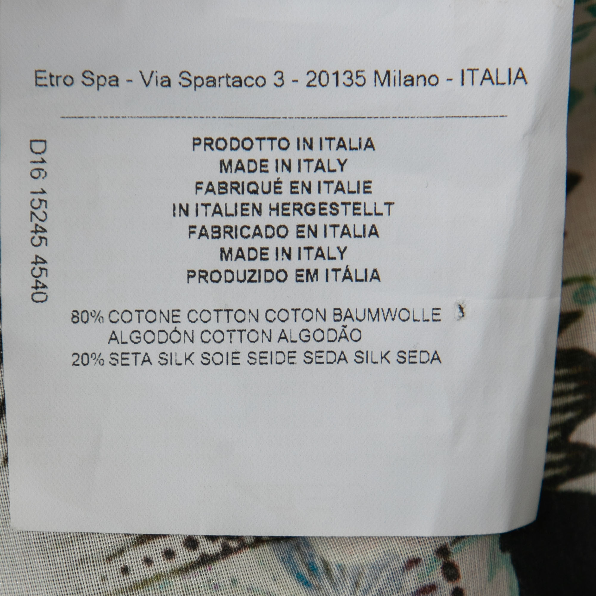 Etro Multicolor Cotton Oversized Blouse M