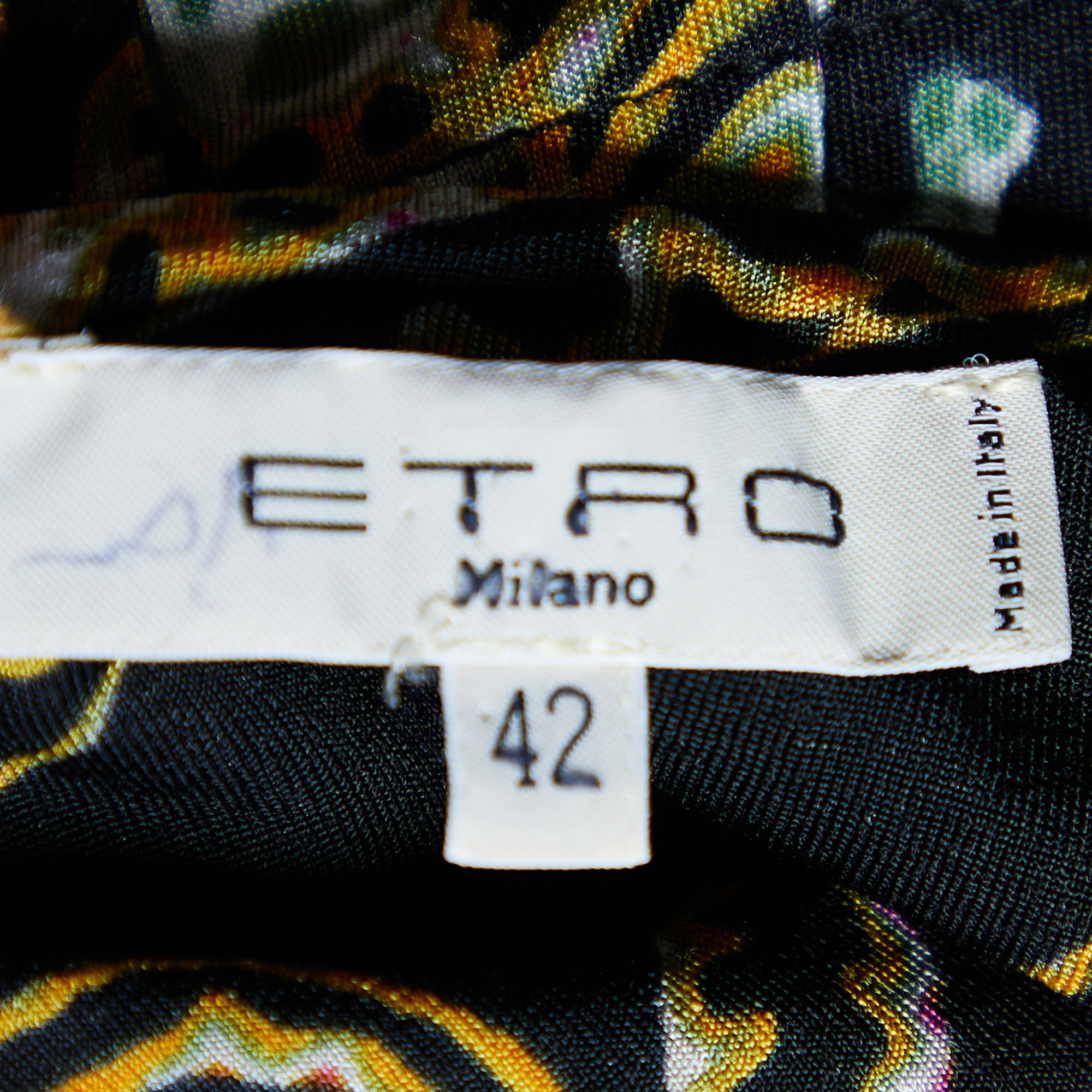 Etro Multicolor Printed Knit Tie Detail Midi Dress M