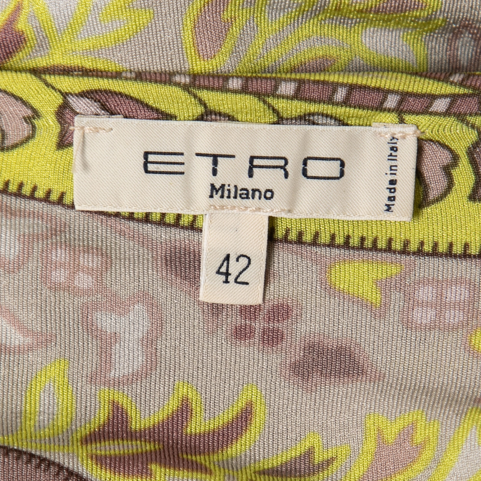 Etro Multicolor Paisley Printed Jersey Ruched Top M