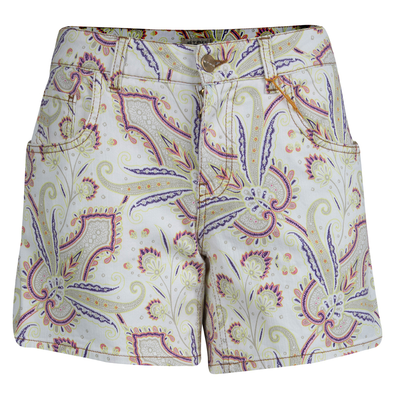 Image of Etro Paisley Printed Denim Shorts M