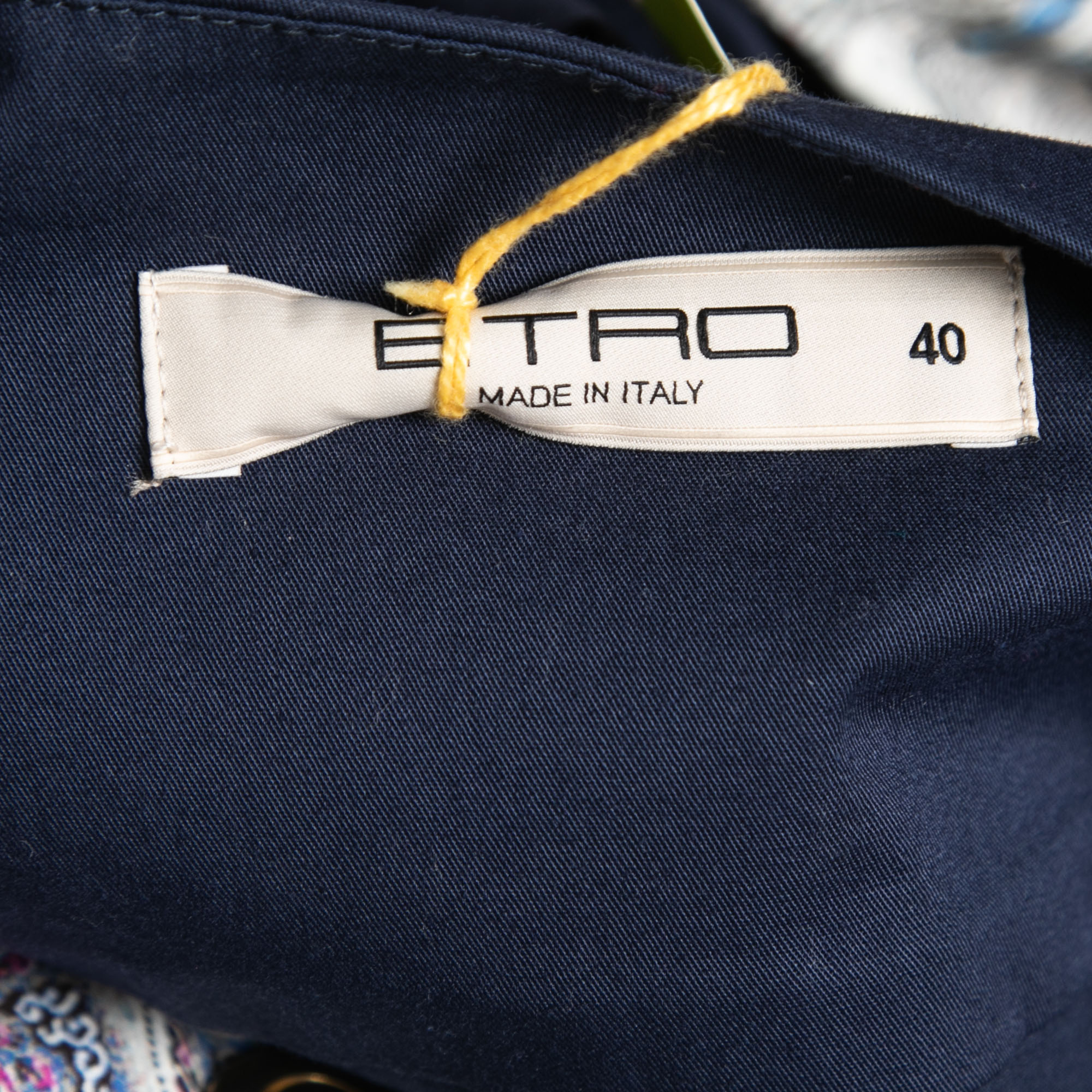 Etro Navy Blue Printed Cotton Button Front Short Dress S