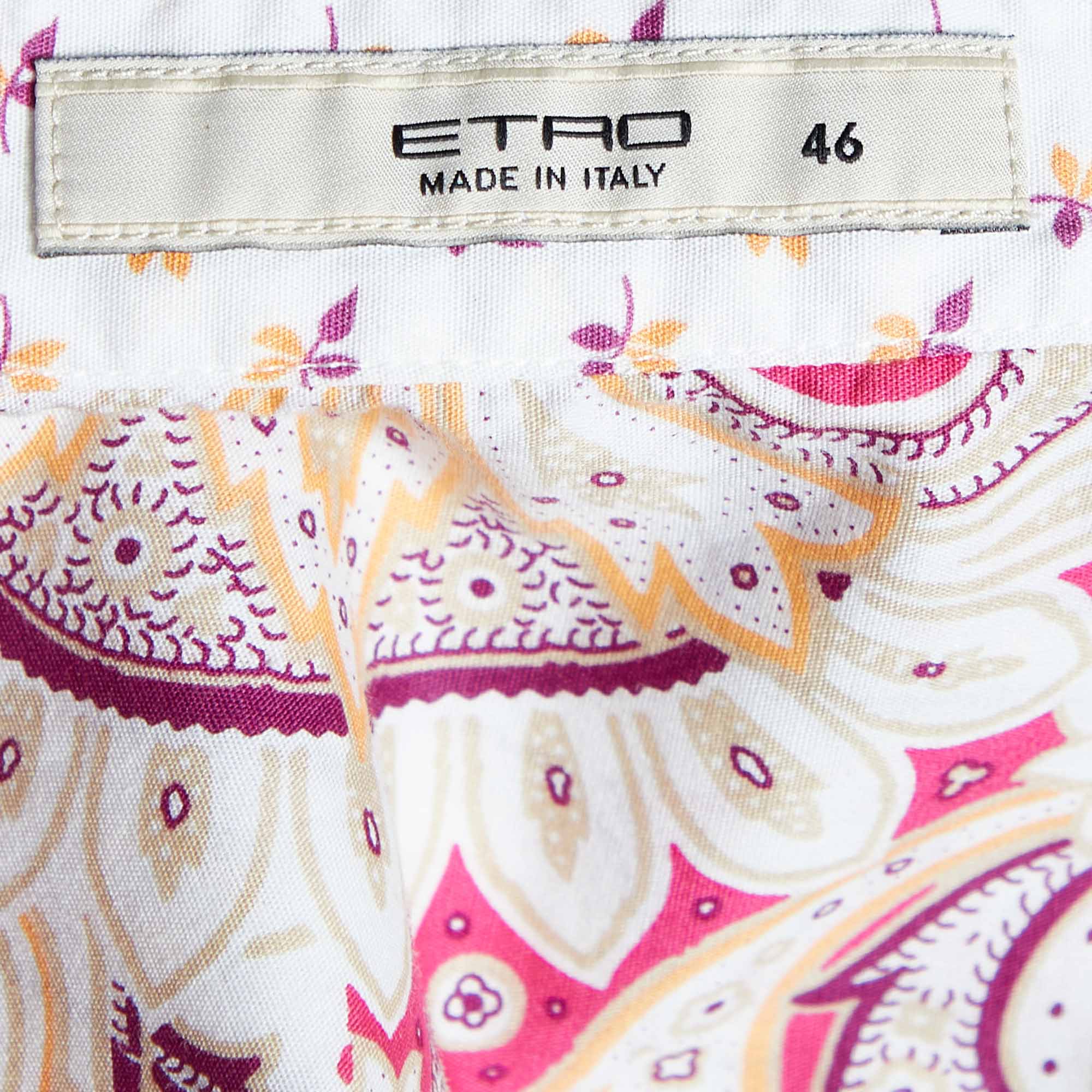 Etro Pink Paisley Printed Cotton Top L