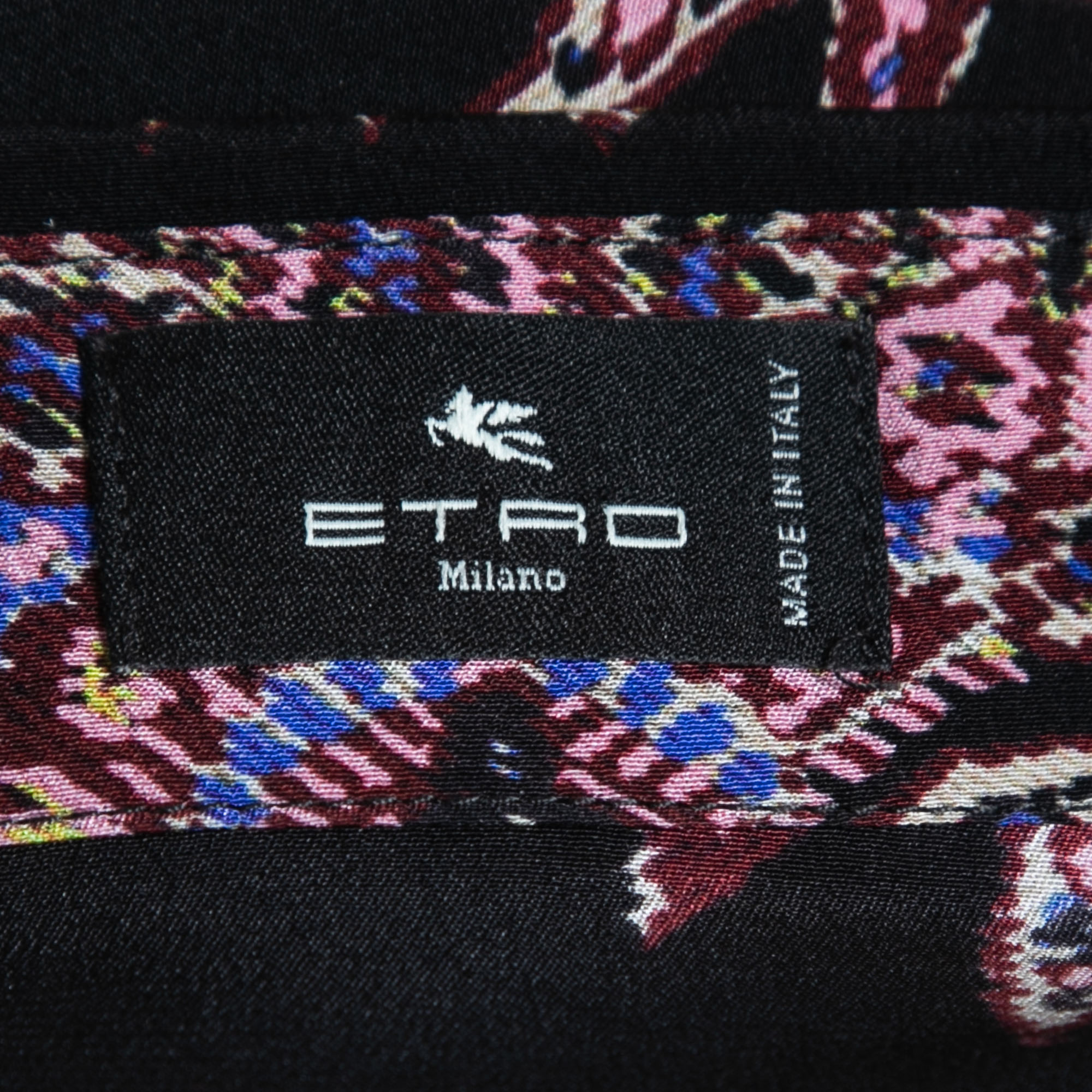 Etro Black Ethnic Printed Silk Blouse M