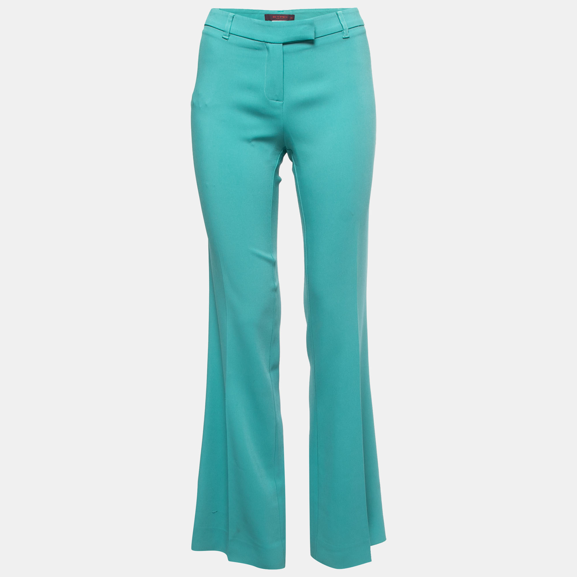 Etro Green Crepe Bootcut Trousers M