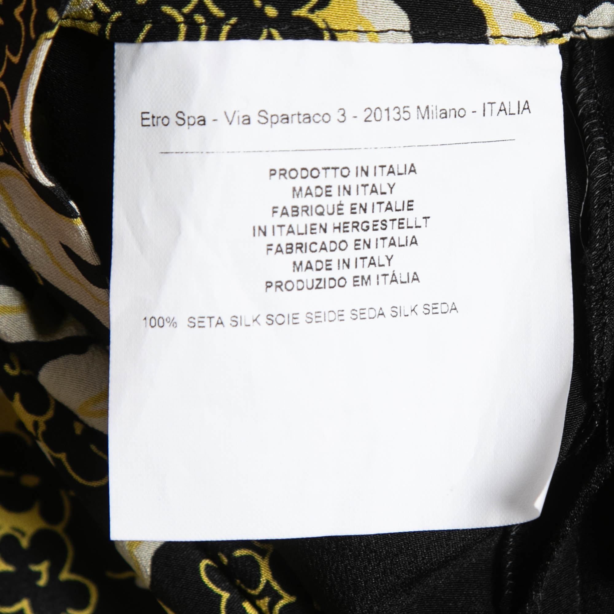 Etro Black Printed Silk Paneled Maxi Skirt S