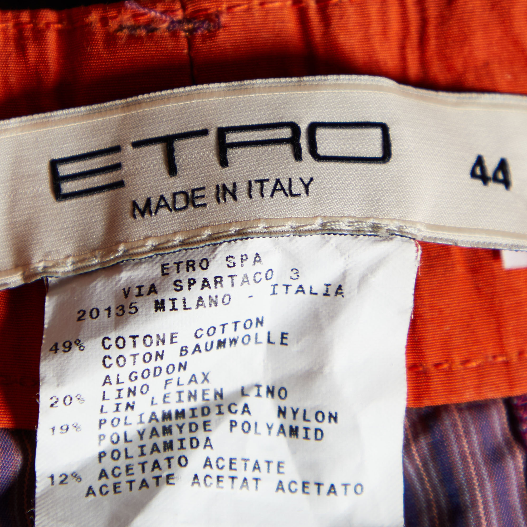 Etro Purple Striped Cotton & Linen Contrast Detail Shorts M