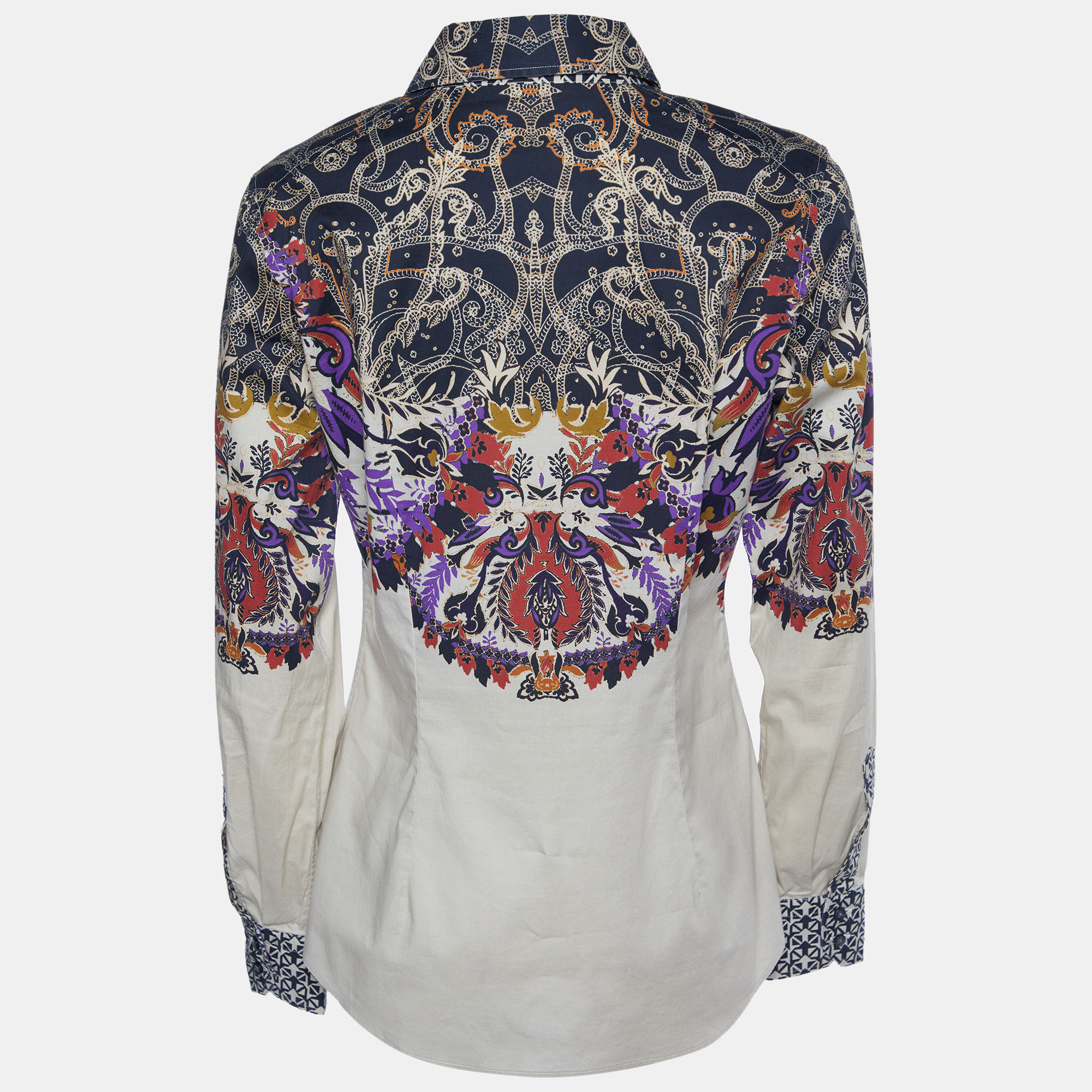 Etro Cream Printed Cotton Button Front Shirt M