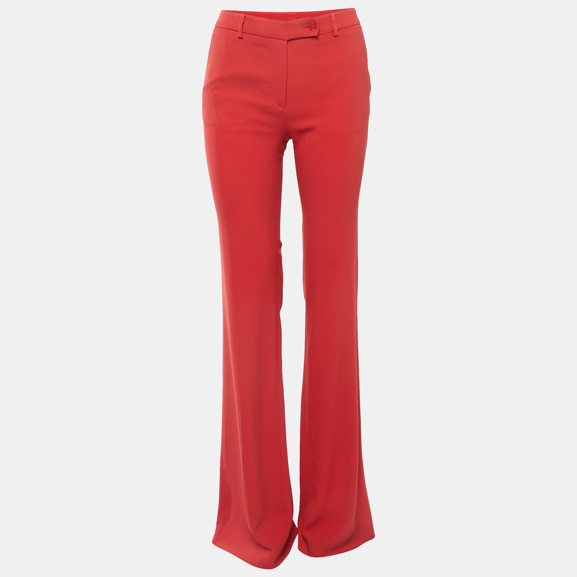 Etro Coral Pink Crepe Flared Trousers M