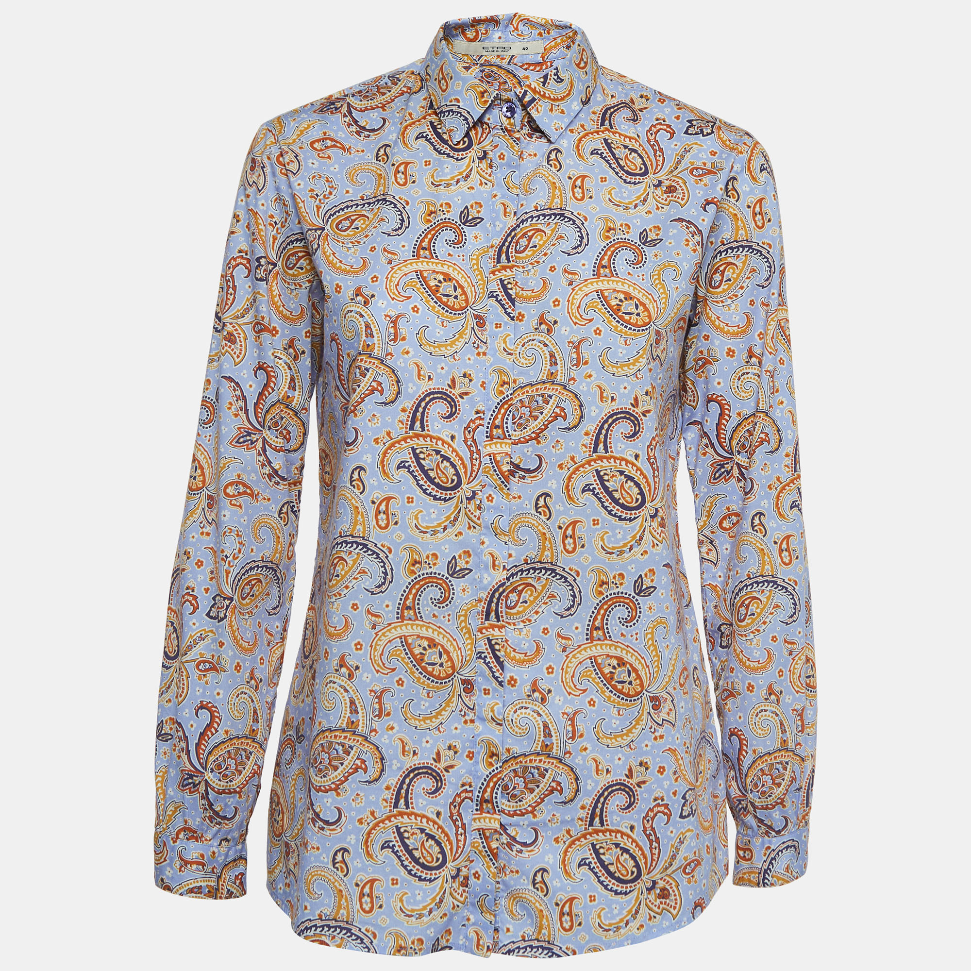 Etro multicolor paisley print cotton shirt m