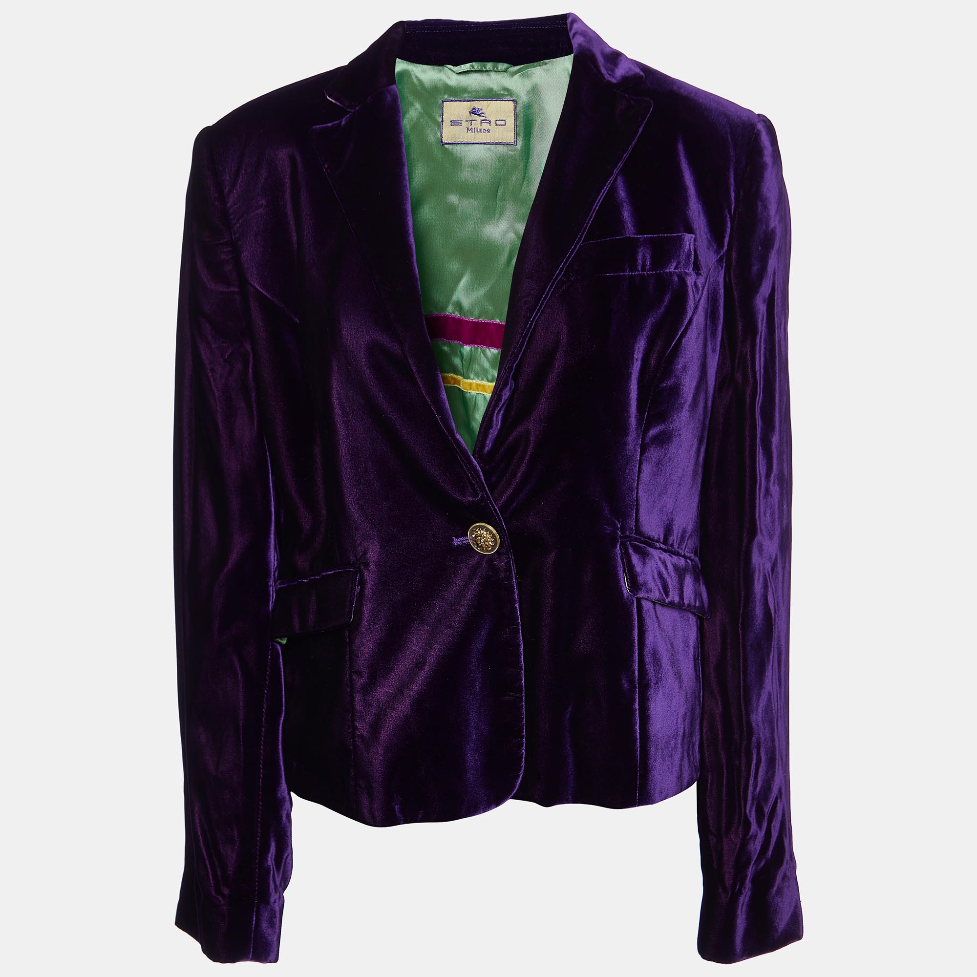 Etro purple velvet button front blazer m