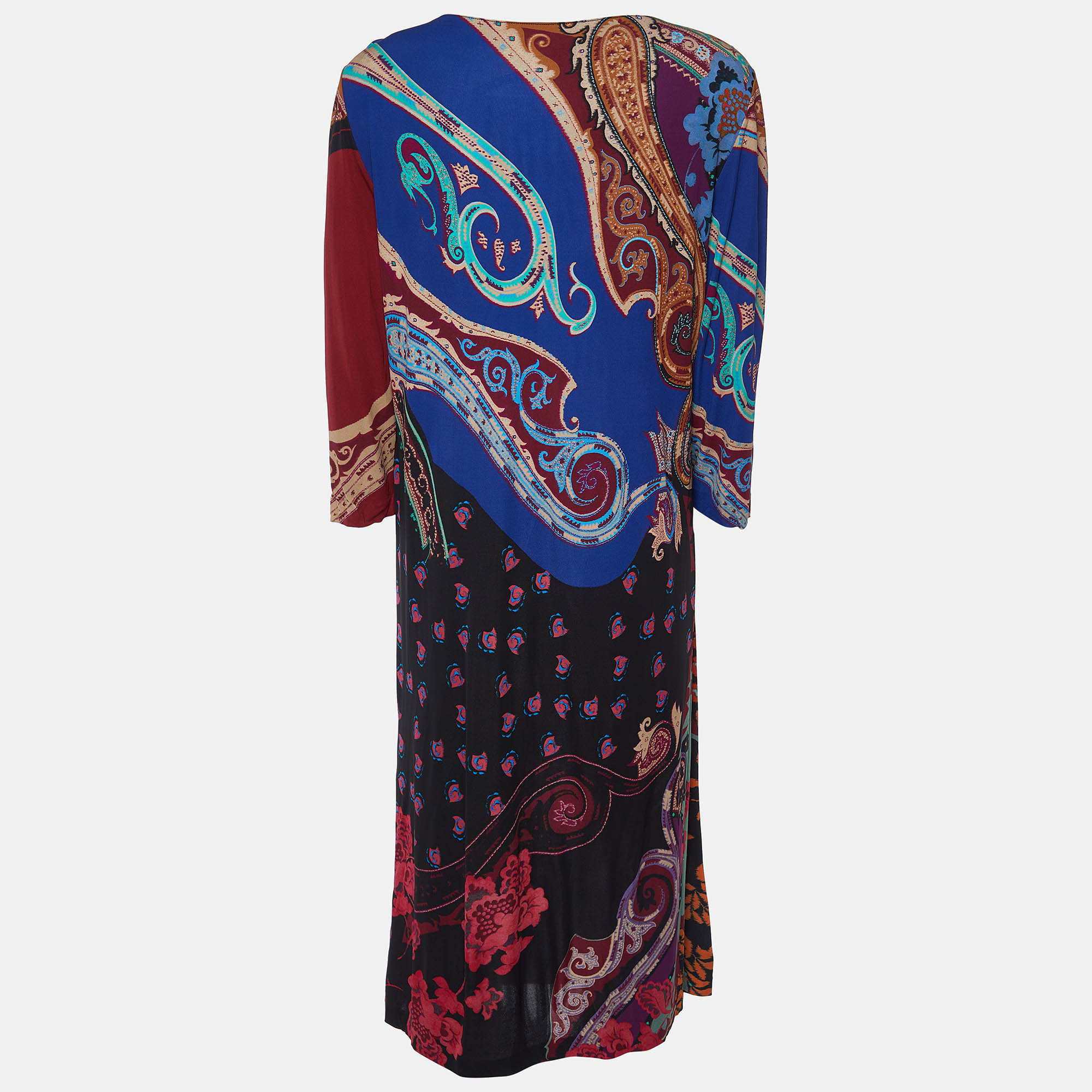 Etro Multicolor Paisley Print Georgette Knee-Length Dress L