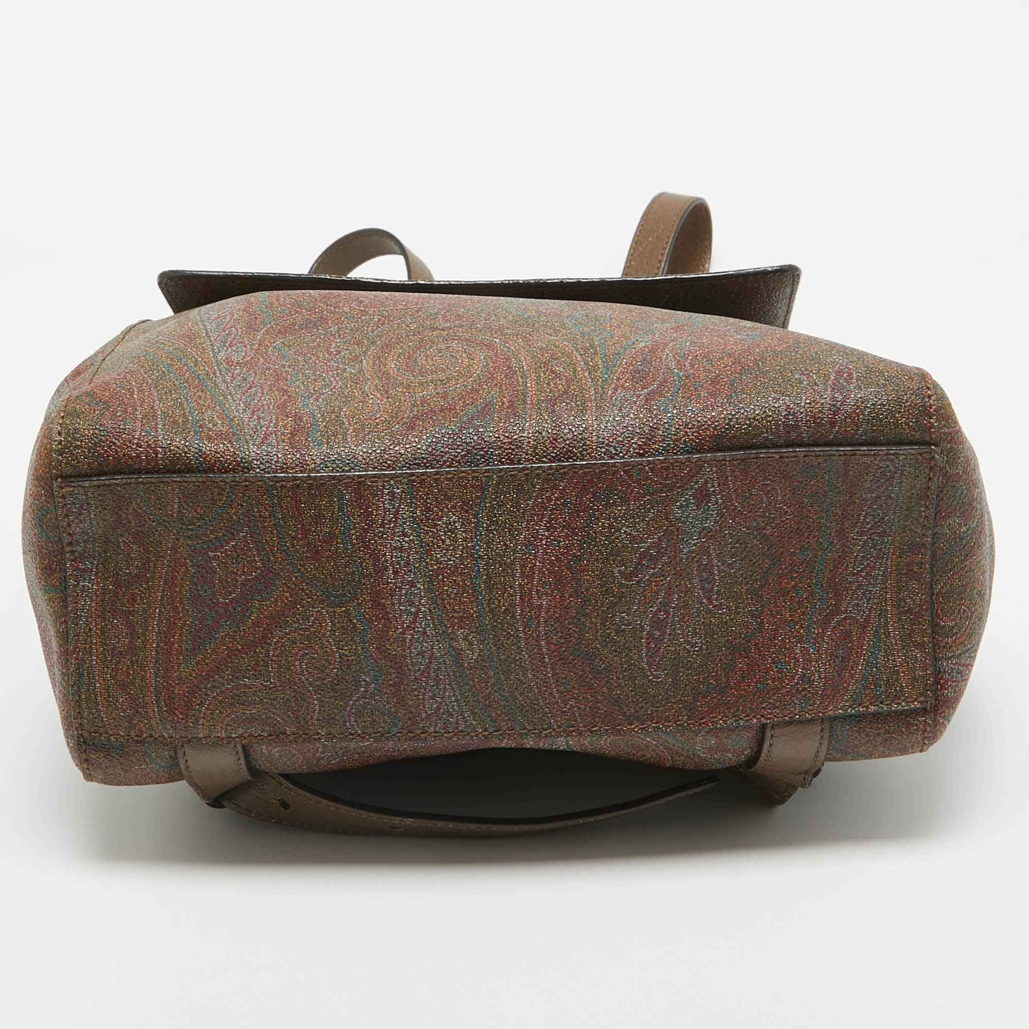 Etro Brown Paisley Print Coated Canvas Backpack