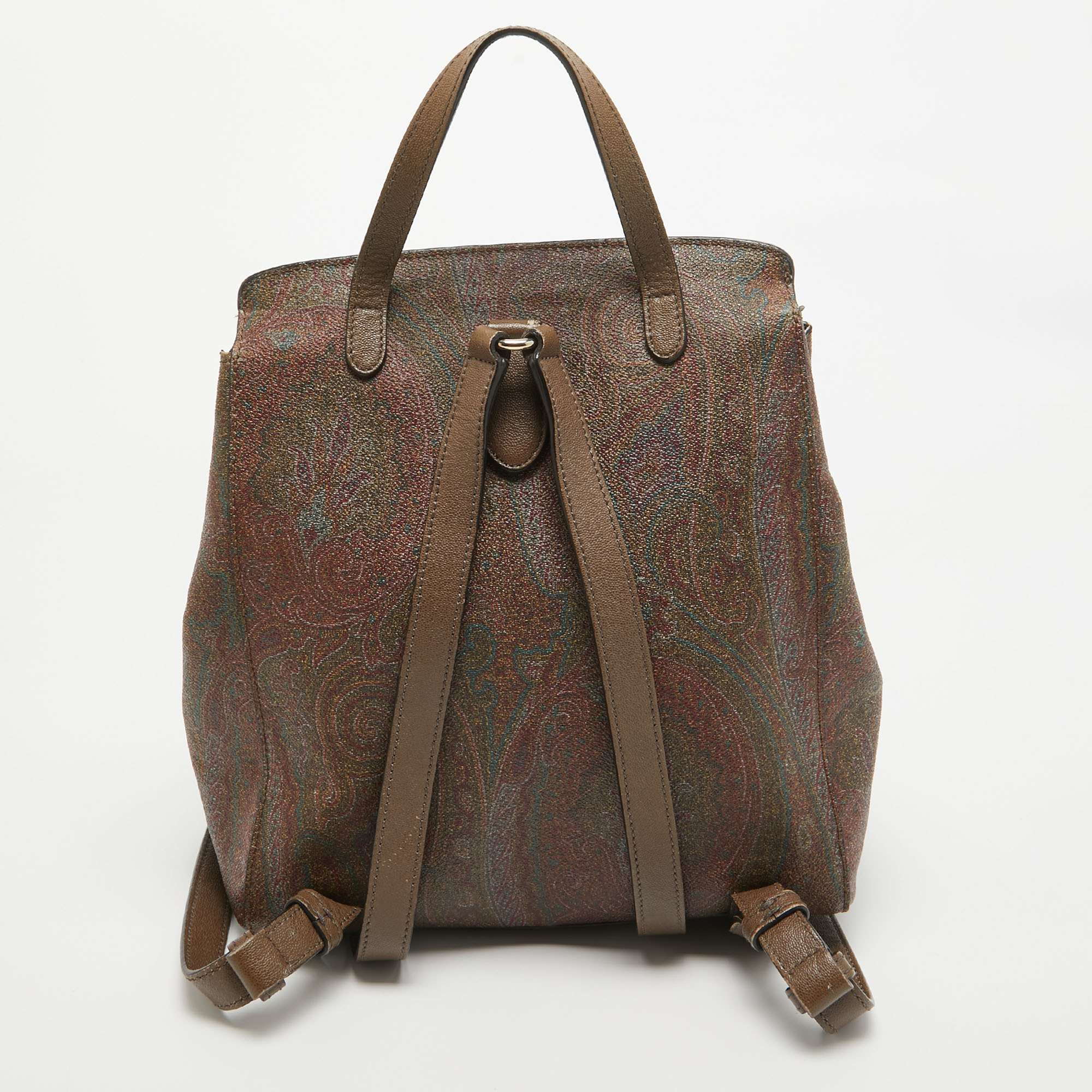 Etro Brown Paisley Print Coated Canvas Backpack