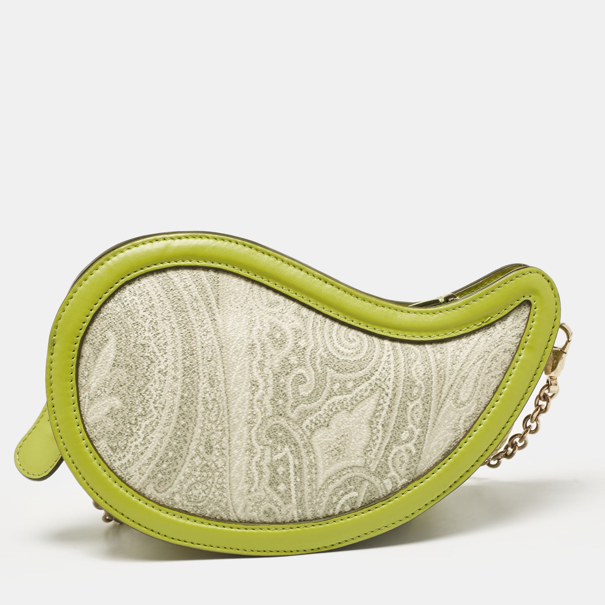 Etro Green/Grey Paisley Coated Canvas And Python Embossed Crossbody Bag