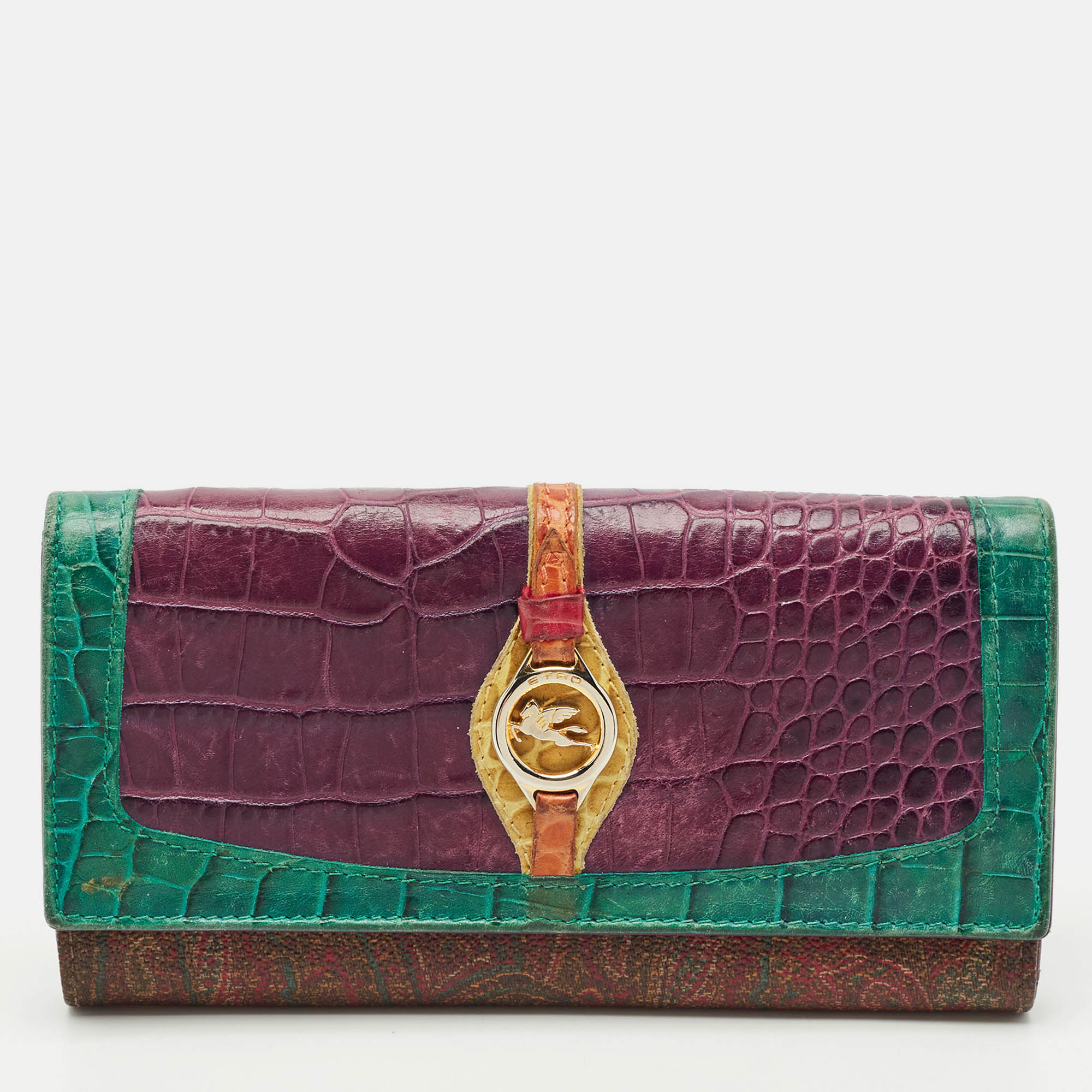 Etro Multicolor/Paisley Coated Canvas and Croc Embossed Logo Continental Wallet
Etro Multicolor/Paisley Coated Canvas and Croc Embossed Logo Continental Wallet