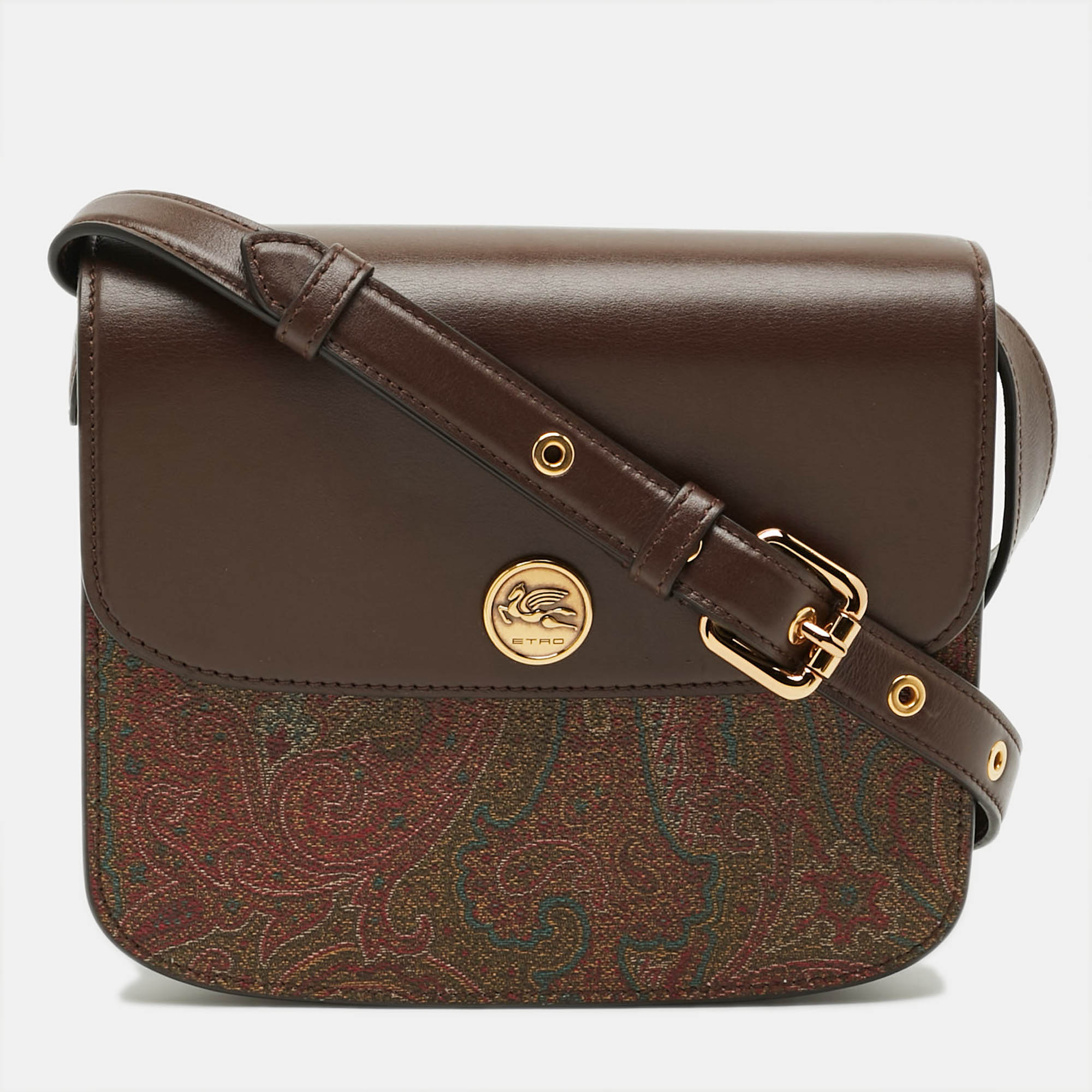 Etro Tracolla Brown Paysley Print Coated Canvas and Leather Crossbody Bag
Etro Tracolla Brown Paysley Print Coated Canvas and Leather Crossbody Bag