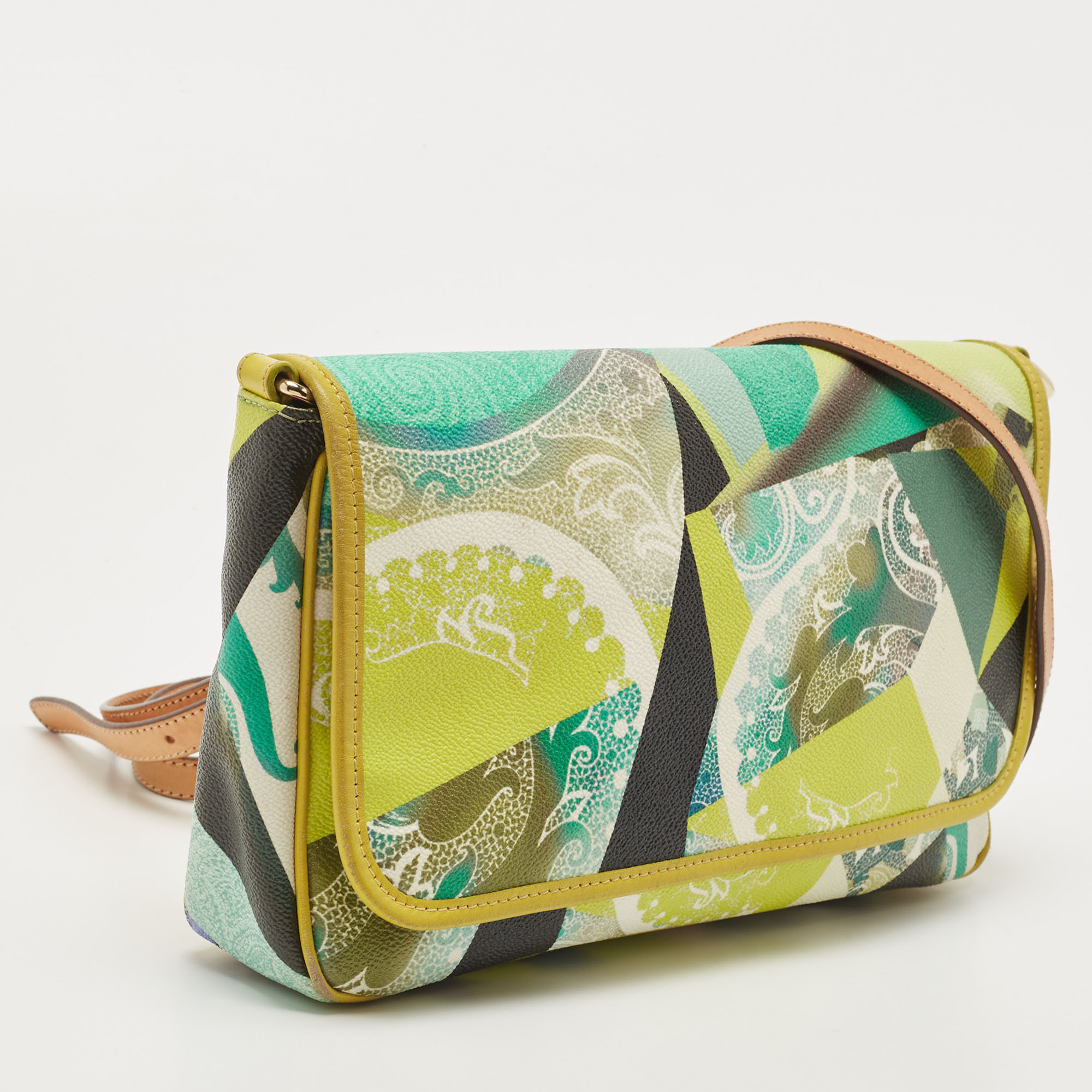 Etro Multicolor Paisley Coated Canvas And Leather Shoulder Bag
