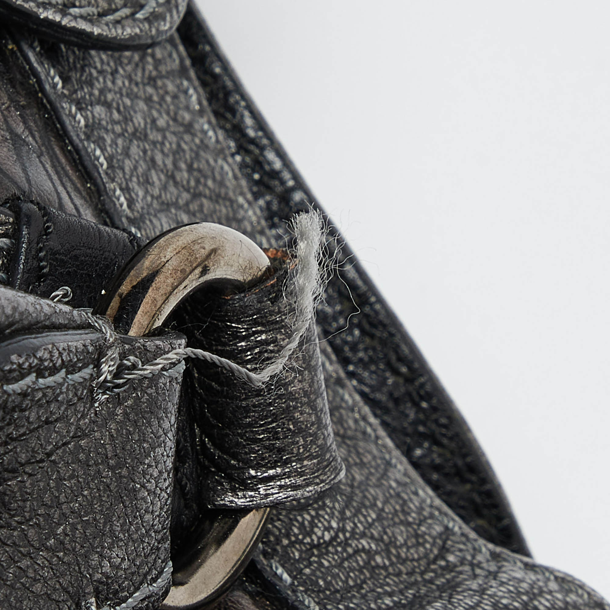 Etro Metallic Paisley Embossed Leather Drawstring Hobo