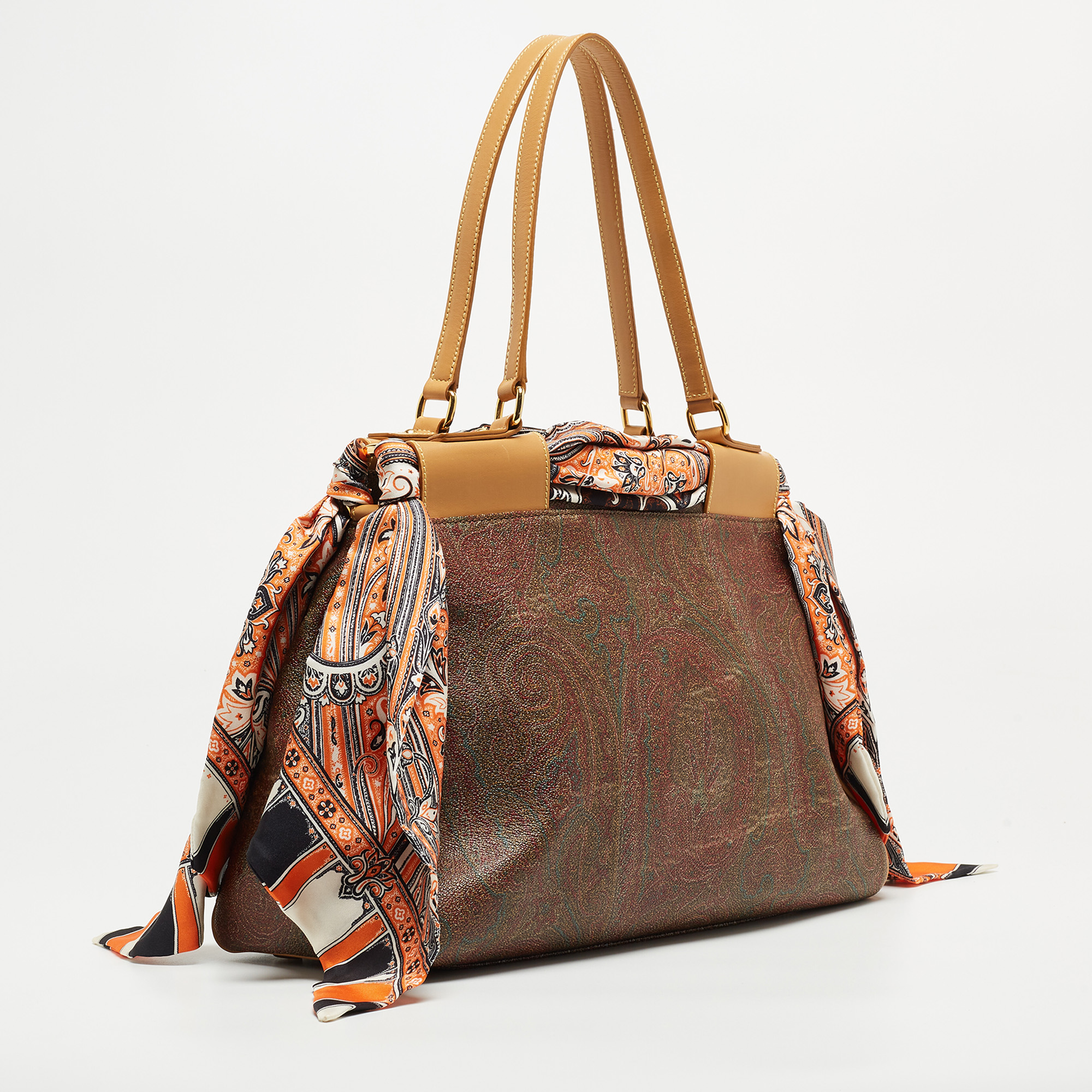 Etro Multicolor Paisley Print Coated Canvas And Leather Tote