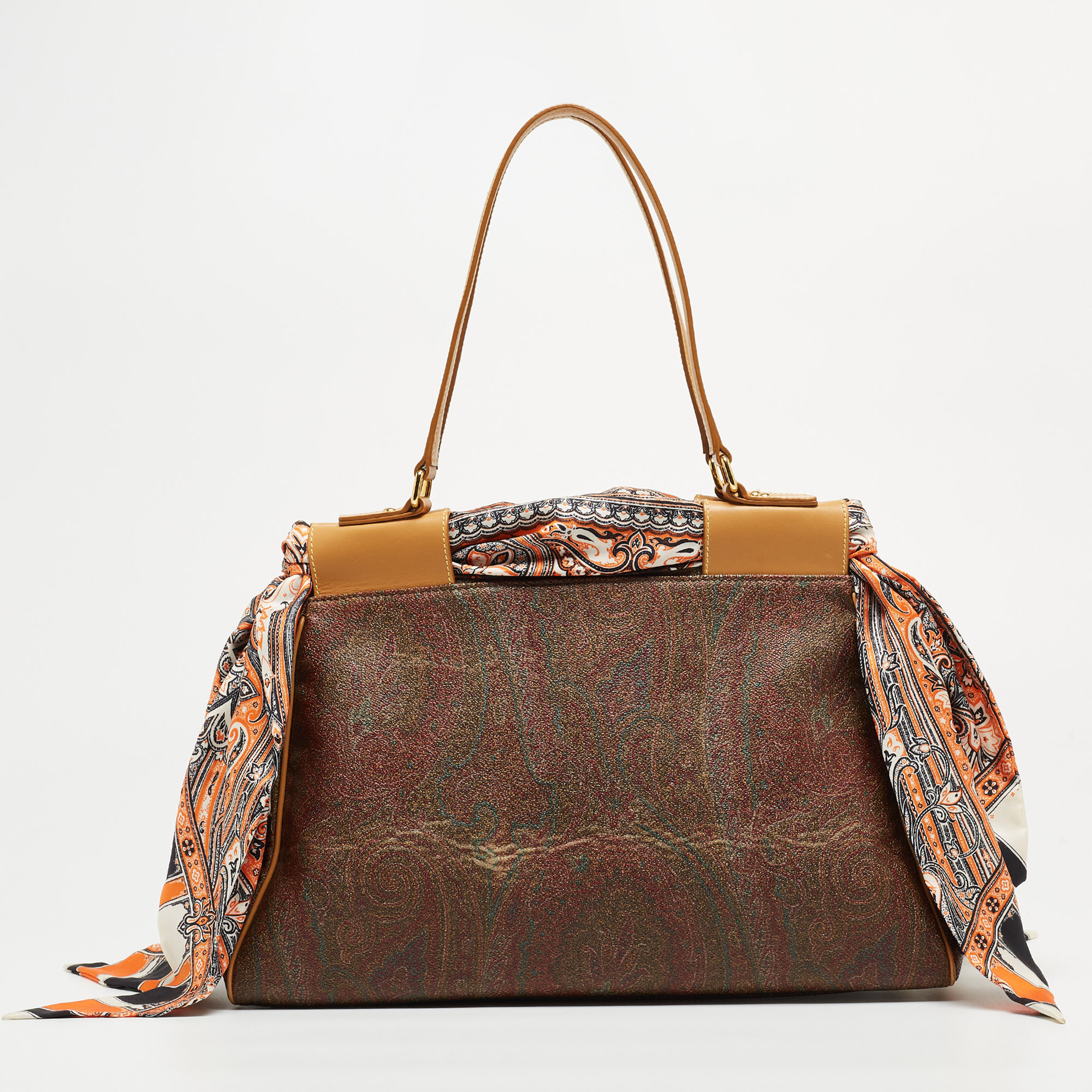Etro Multicolor Paisley Print Coated Canvas And Leather Tote