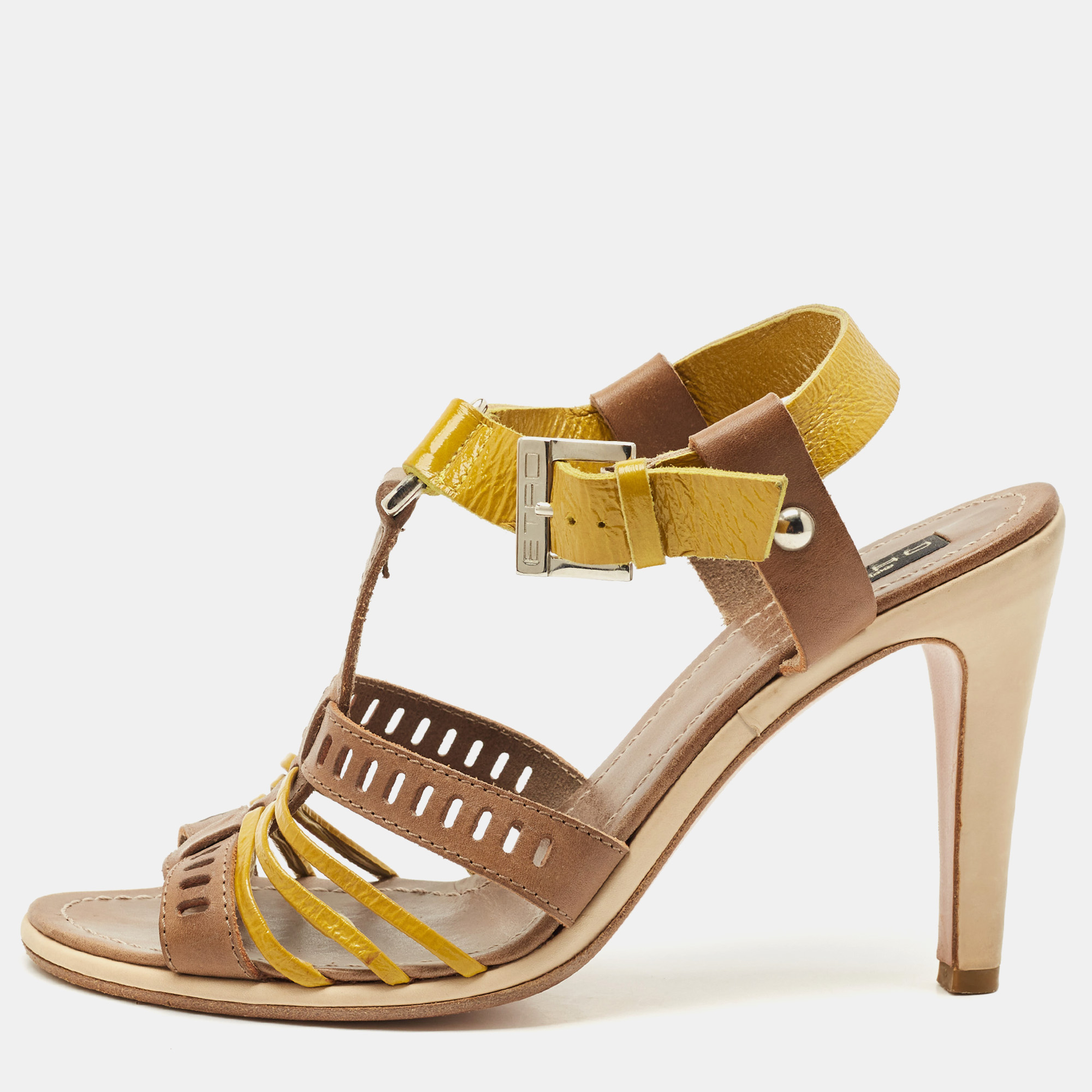 Etro Beige/Lime Green Patent and Leather Perforated Ankle Strap Sandals Size
Etro Beige/Lime Green Patent and Leather Perforated Ankle Strap Sandals Size