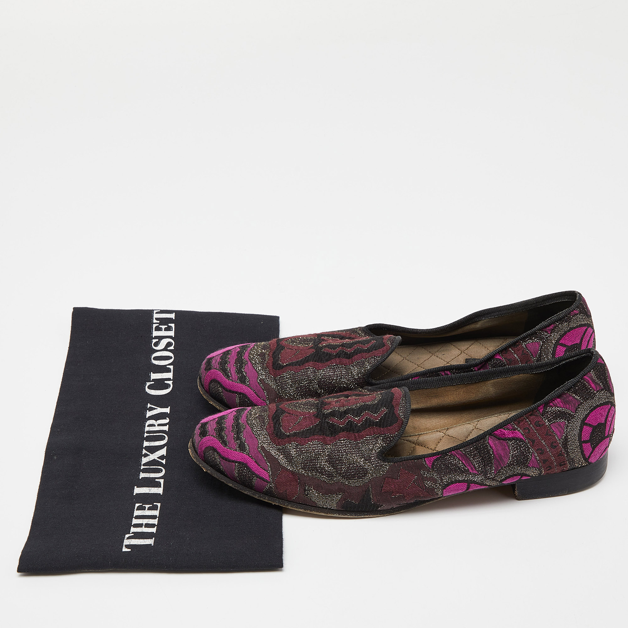 Etro Multicolor Embroidered Fabric Smoking Slippers Size 40