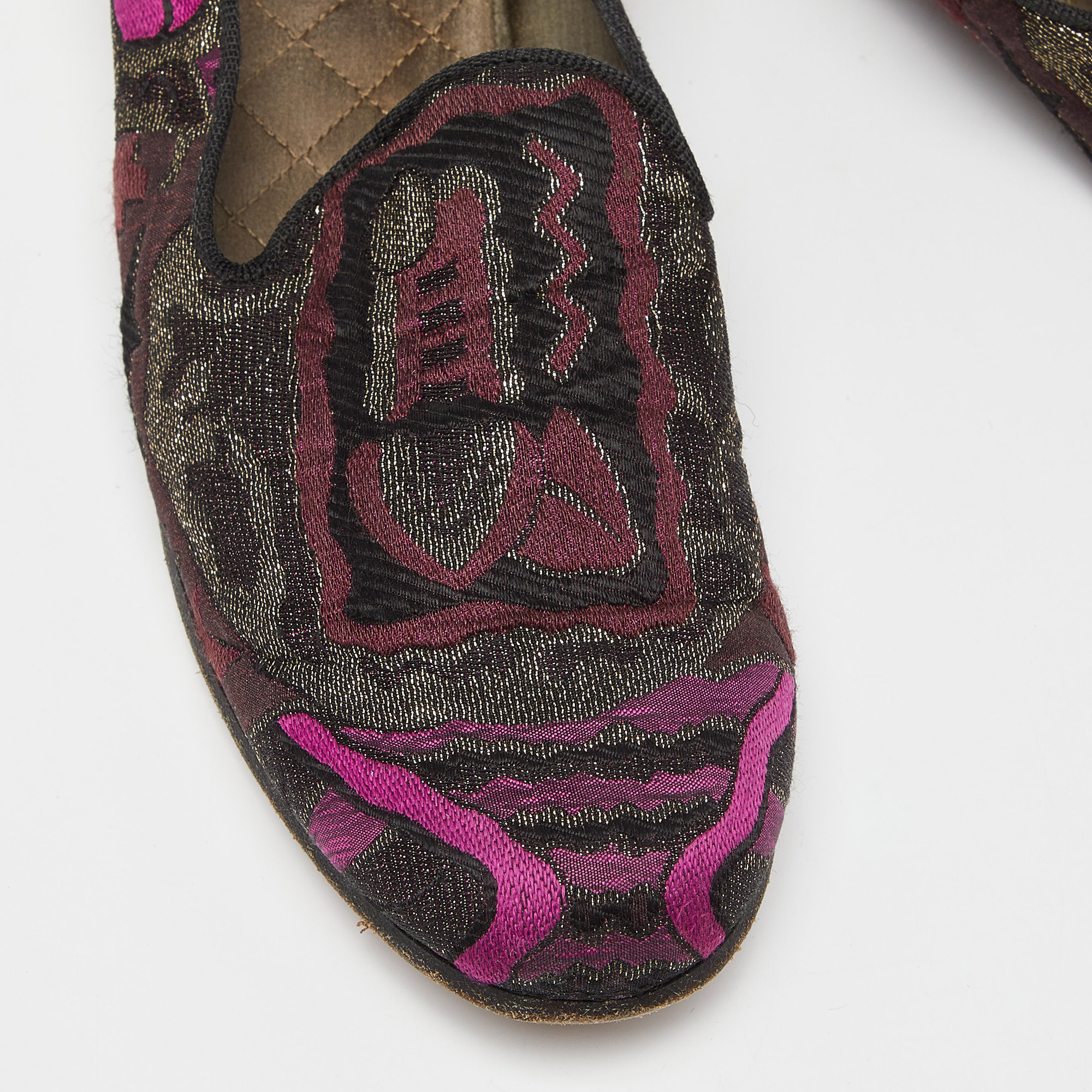Etro Multicolor Embroidered Fabric Smoking Slippers Size 40
