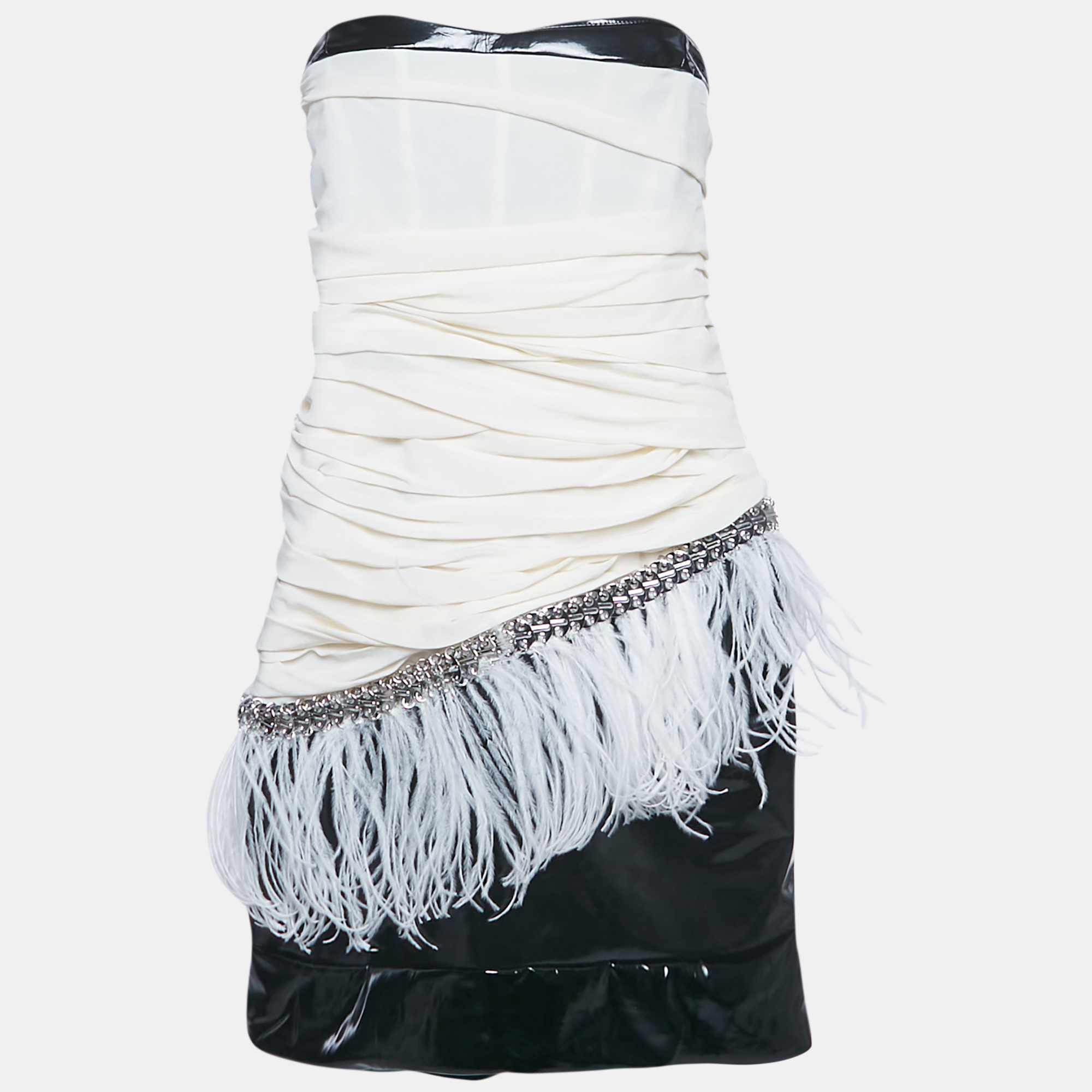 Faith Connexion Cream Silk & Contrast Faux Leather Detail Strapless Mini Dress M
Faith Connexion Cream Silk & Contrast Faux Leather Detail Strapless Mini Dress M