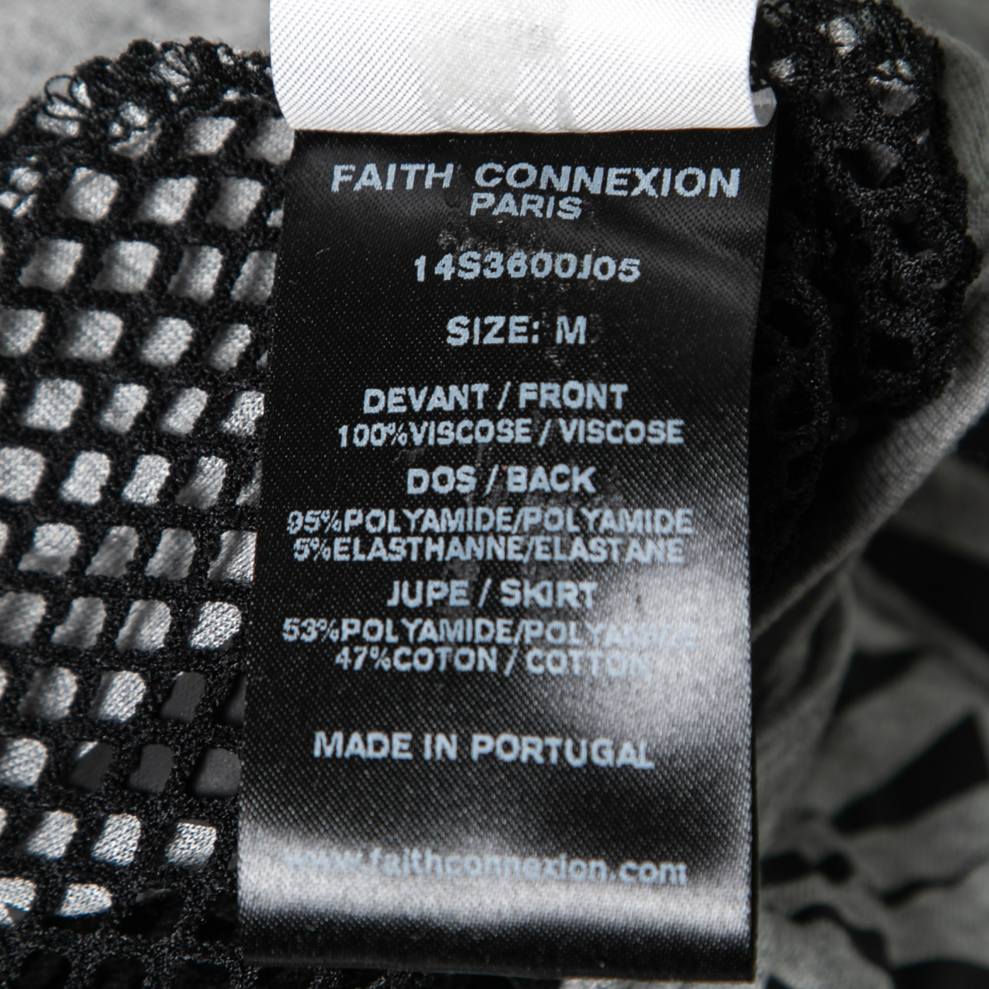 Faith Connexion Monochrome Abstract Print Jersey Mesh Back Sleeveless Tank Dress M