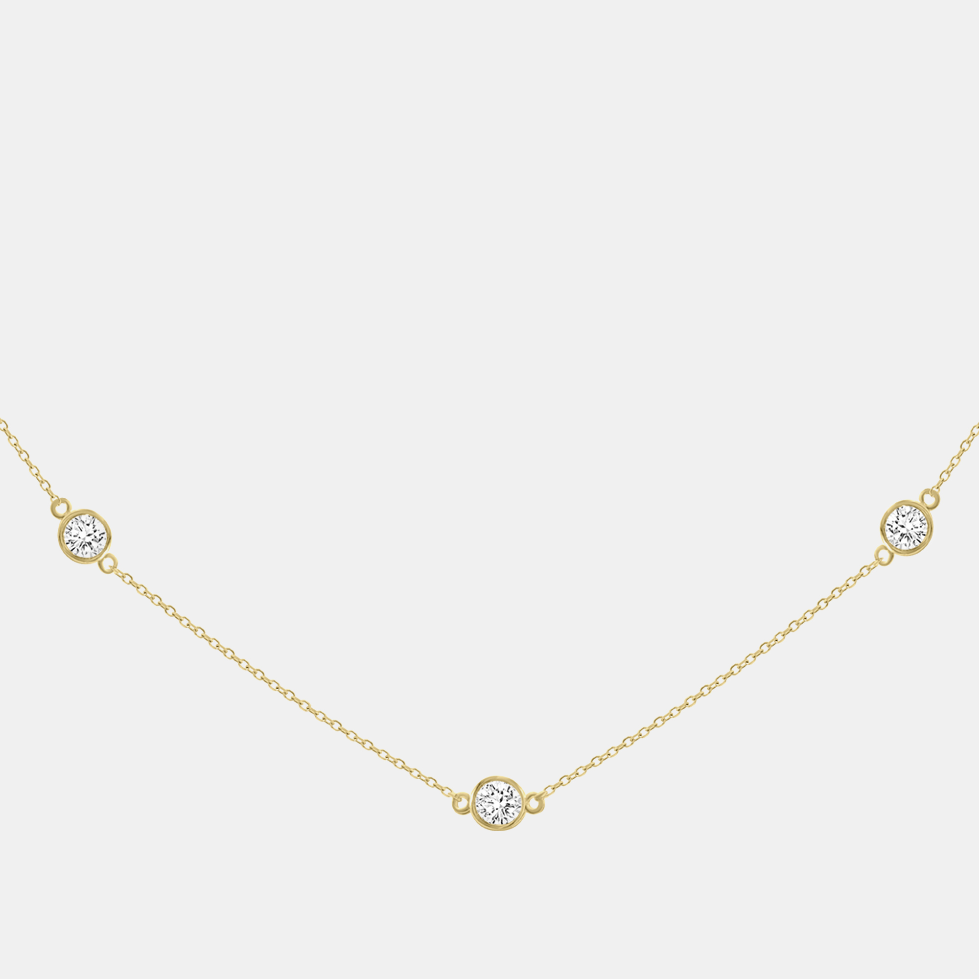 14K Yellow Gold Lab Grown Diamond Bezel Set Station Necklace 18 inches (2.00 Ct)
14K Yellow Gold Lab Grown Diamond Bezel Set Station Necklace 18 inches (2.00 Ct)
